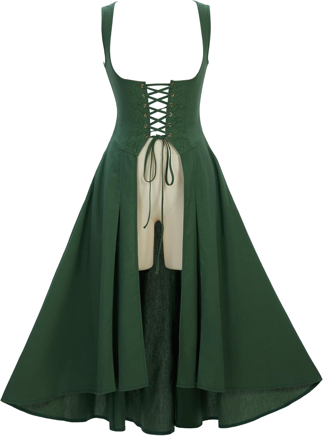 Renaissance Dress Outfit Medieval Costume Elf Cosplay Green Outer Garment - Image 7