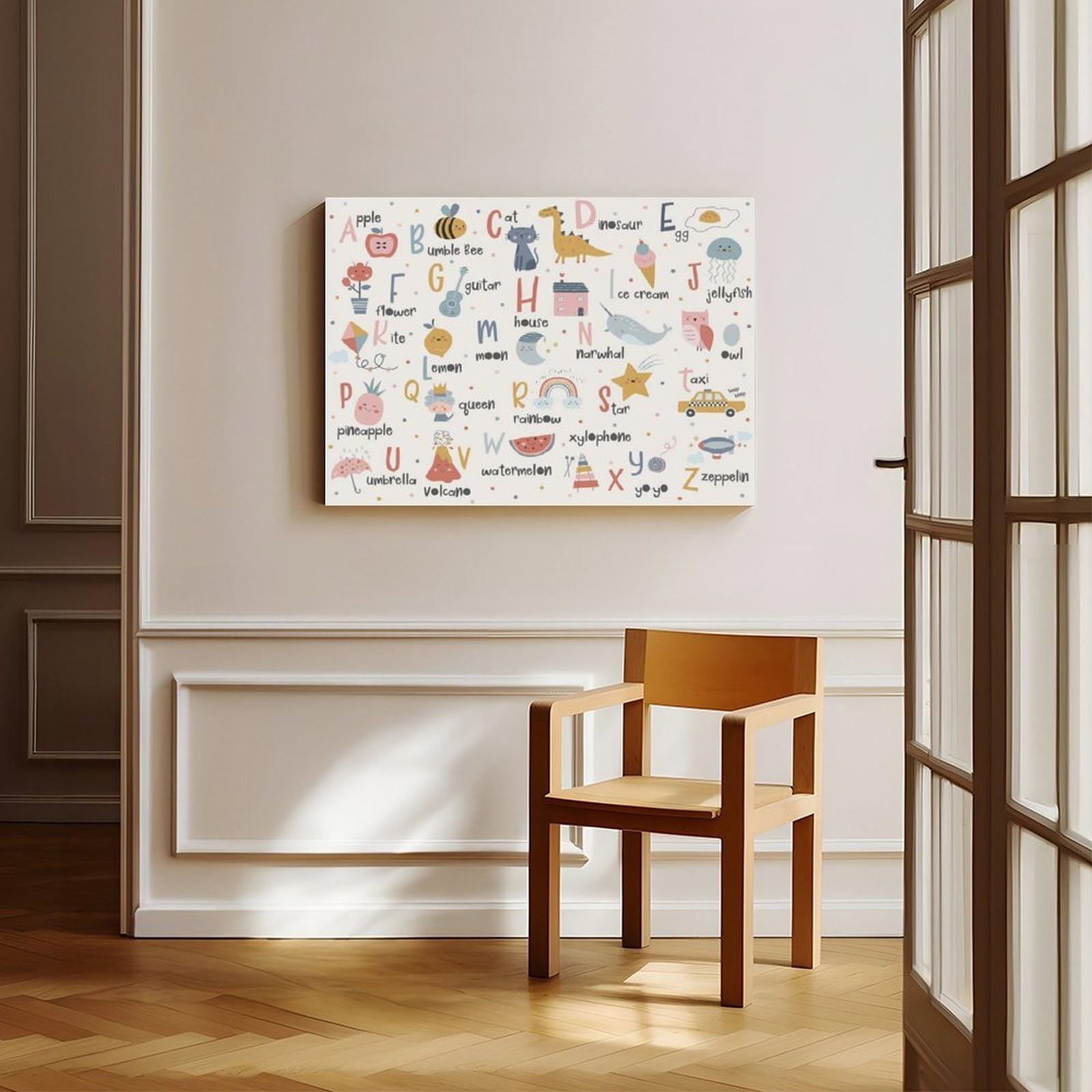 Poster éducatif sur toile pour décoration de chambre d'enfant - Motif alphabet - 61 x 91,4 cm (L x l)