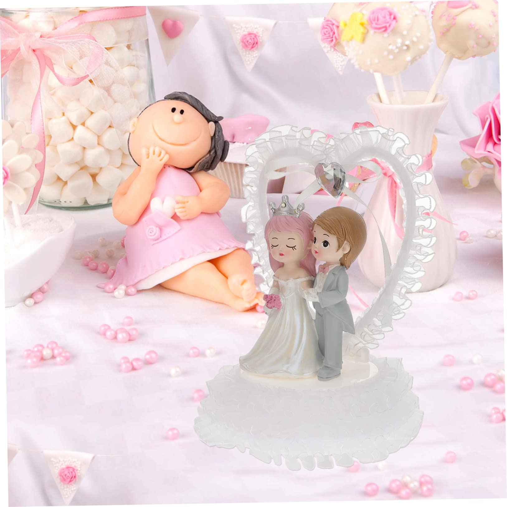 STOBAZA Adorno para Novia y Novio de Plástico para Decoración de Boda | Figura Forma de Pareja, Acabado Romántico, Uso en Dormitorios y Eventos, Fácil de Limpiar