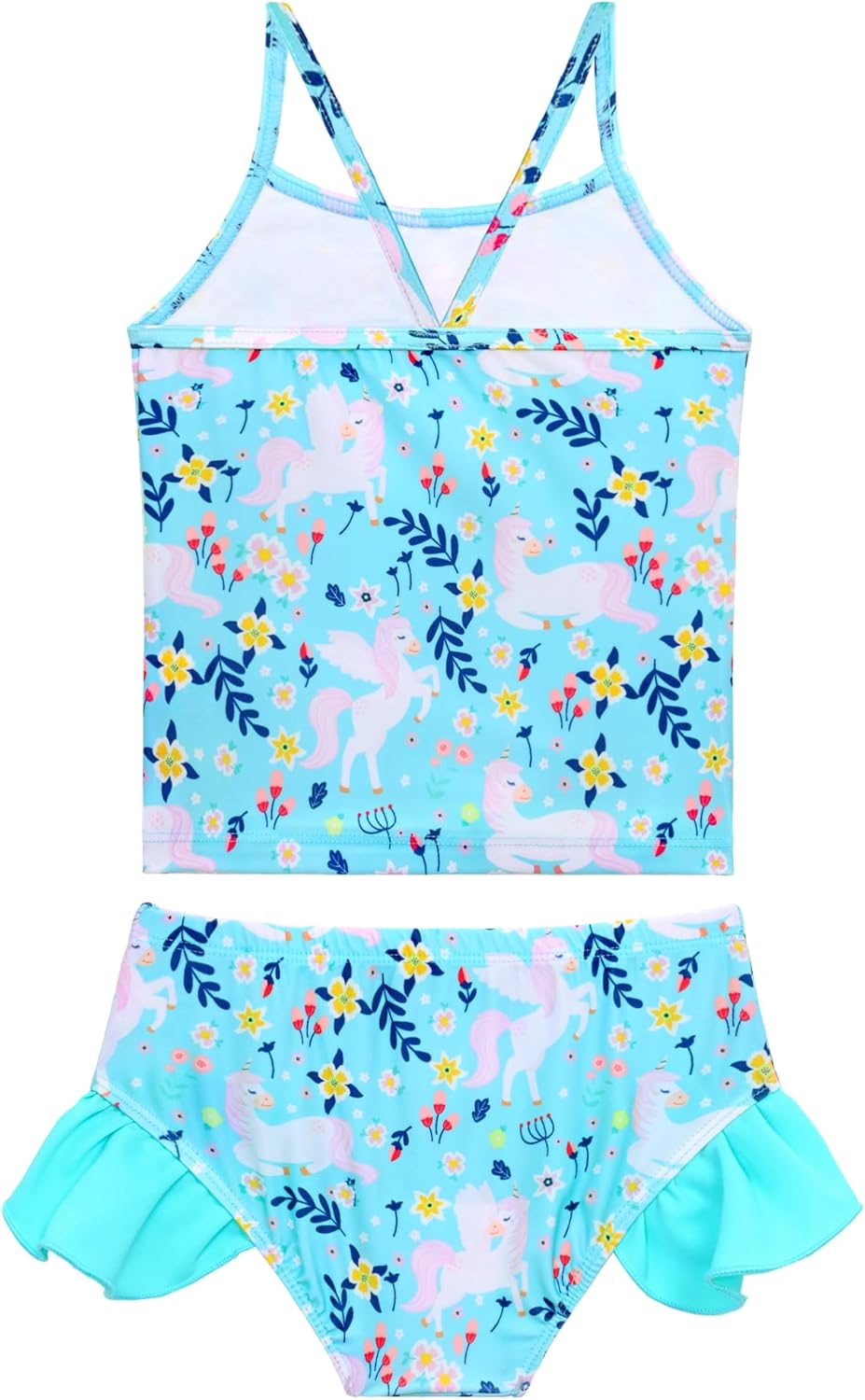 Girls Tankini Swimsuit Two Piece Bathing Suits Set Spaghetti Straps with Ruffled Hem Summer UPF 50+ Bikini Swimwear - Image 2