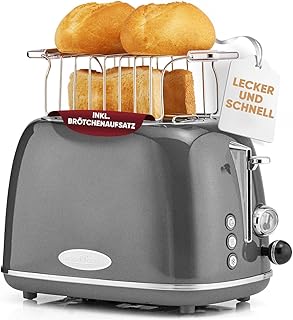 ProfiCook Tostadora retro en un elegante diseño vintage – Tostadora de 2 discos con ranura ancha (ranuras para tostadoras …