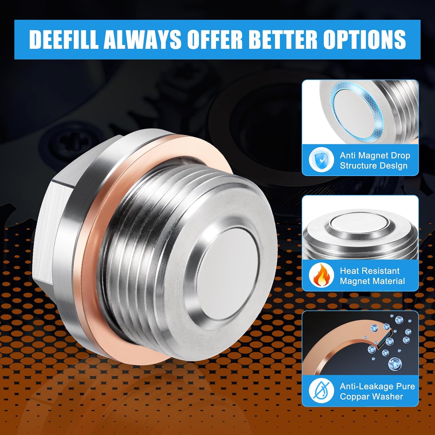 M20x1.5 Engine Oil Drain Plug Stainless Fit for Subaru 98-13 Forester, 93-14 Impreza, 90-19 Legacy, 08-14 Tribeca, 13-21 WRX STI, Stainless Steel Magnetic Oil Pan Drain Plug