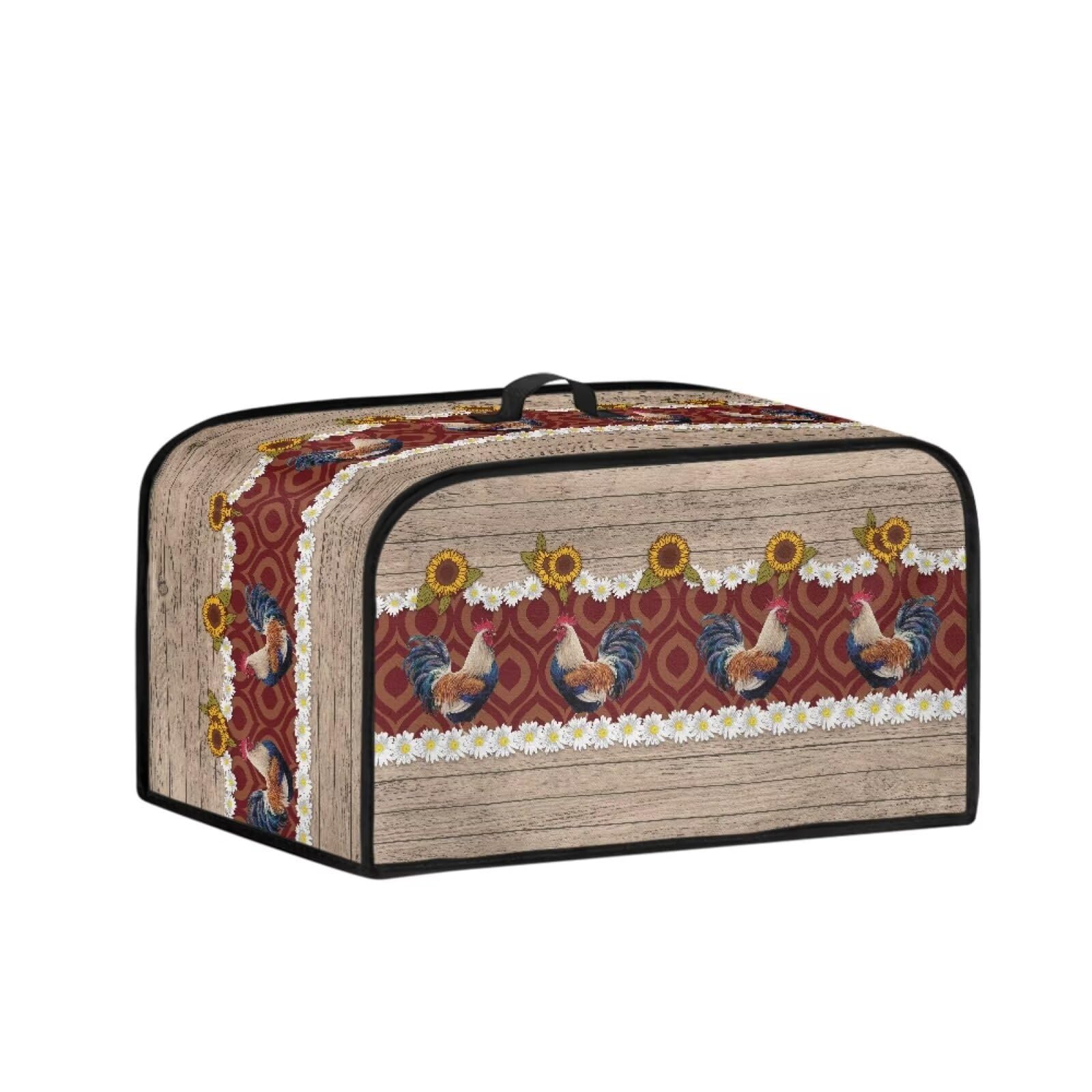 KUIFORTI Sunflower Wooden Slow Cooker Cover Chicken Design Crock Pot Cover Dust Cover Fits for Most 6-8 Quart Oval Slow Cooker Keep Small Appliance Clean