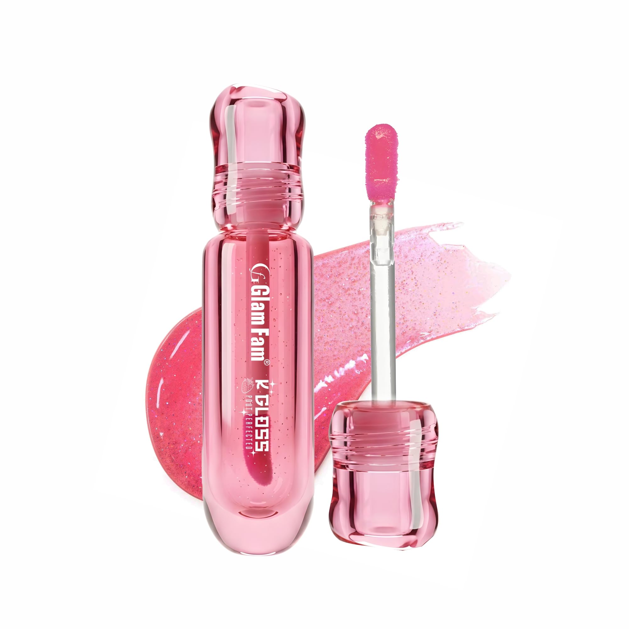 Glam Fam K Gloss Lip Gloss, 24H Hydration, Tinted High-Shine, Non-Sticky, Long Lasting (Pink)-image-41