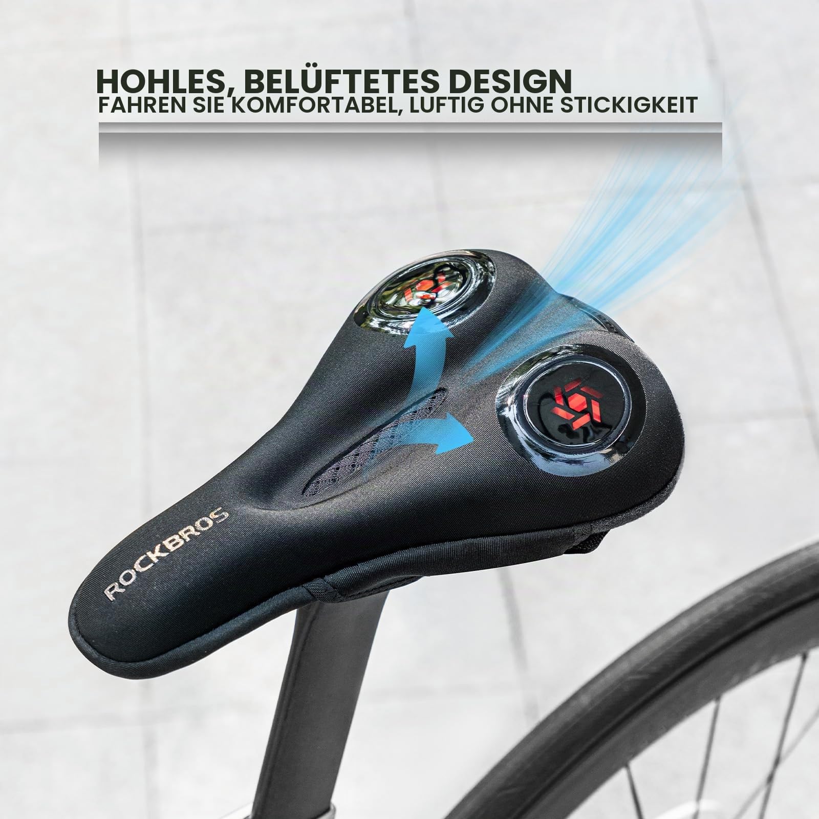 ROCKBROS Fahrrad Sattelbezug Gel Sattel Überzug Schmal & Atmungsaktiv Polstersattelüberzug Fahrradsitz Bezug für MTB, rennrad, E-Bike Rot/Blau (28 * 