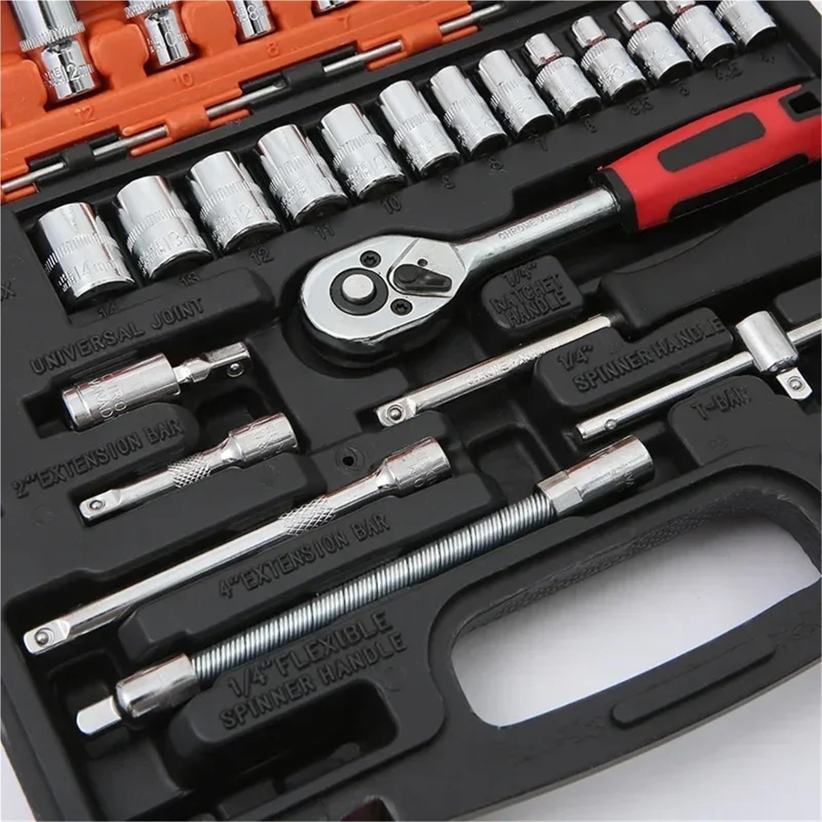 Juego Completo De Llaves De Trinquete For Motocicleta, 46 Uds., 1/4 Pulgadas, Kit Completo De Reparación De Automóviles For Herramientas De Mantenimiento De Automóviles Y Bicicletas