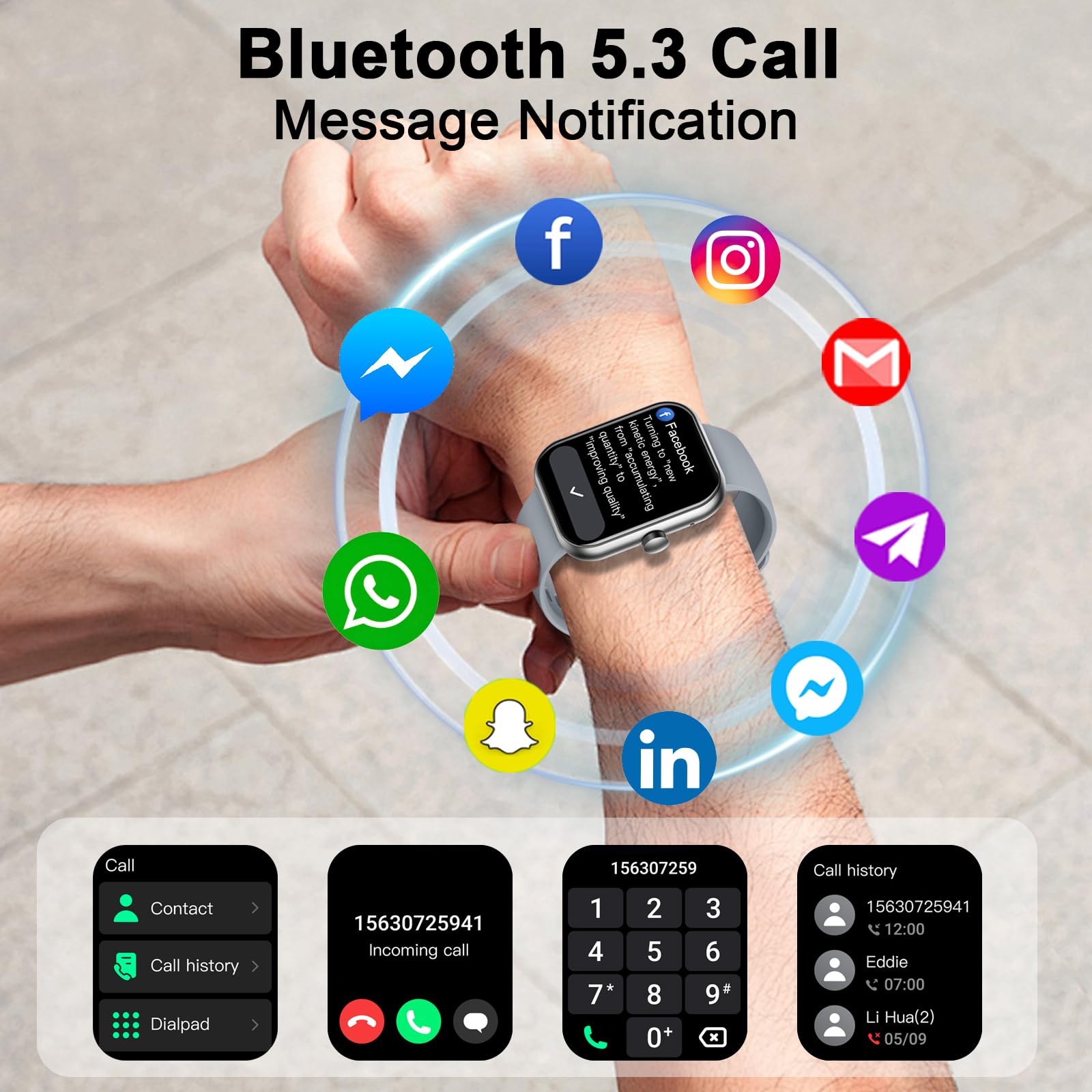 Motast Smartwatch Uomo Donna, 1.96" Orologio Smartwatch con Effettua/Risposta Chiamate, 112+ Sportive Smart Watch con Contapassi, Sonno/Cardiofrequenzimetro, IP68 Impermeabile Fitness Tracker, Grigio