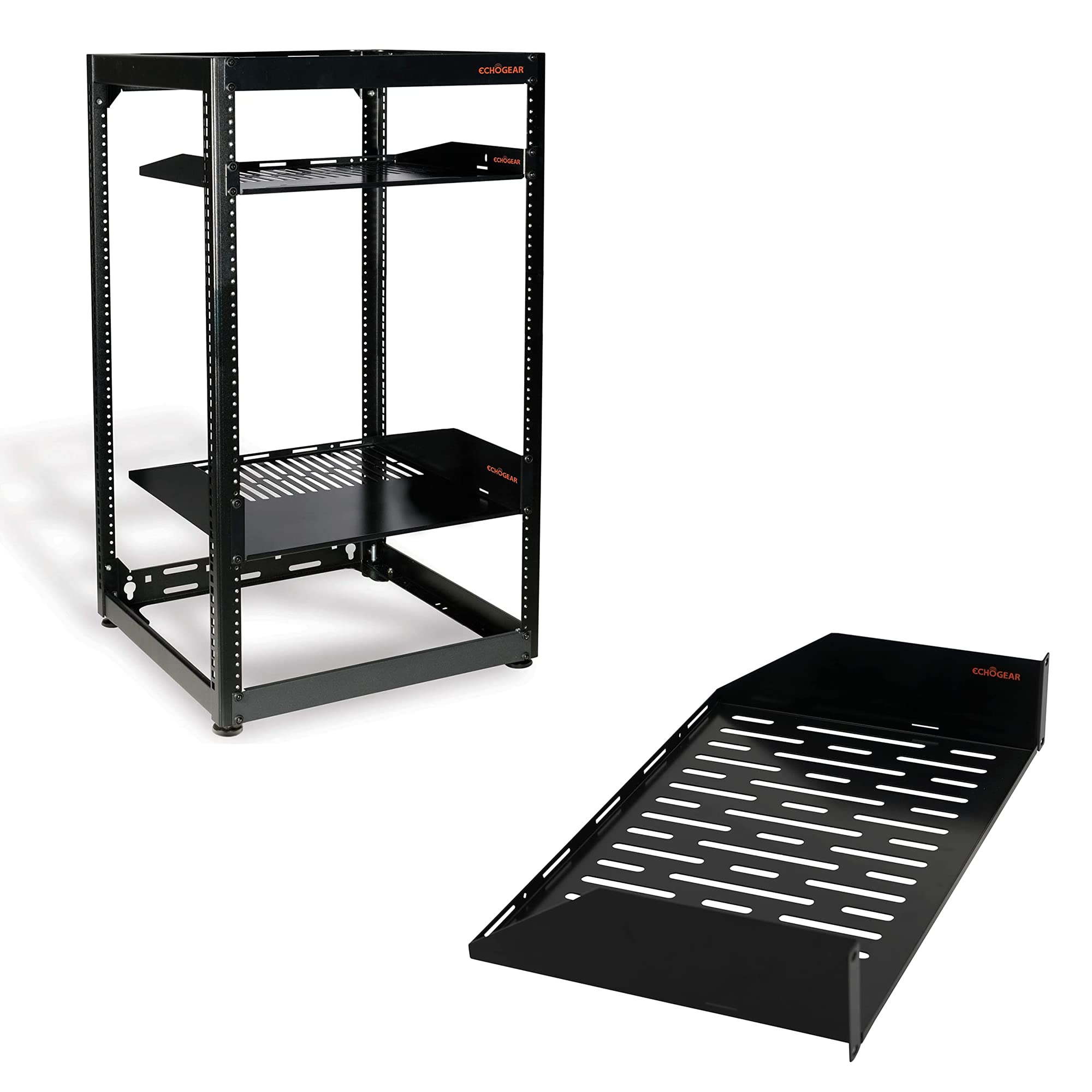Amazon.com: ECHOGEAR 20U Open Frame Rack with Additional 2U Shelf ...