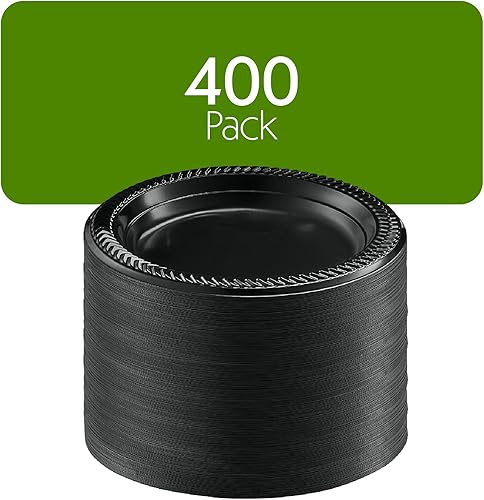 Miniatura 7 de PLASTICPRO 400 platos de plástico negro ligeros de 6 pulgadas, platos negros desechables para fiestas y bodas