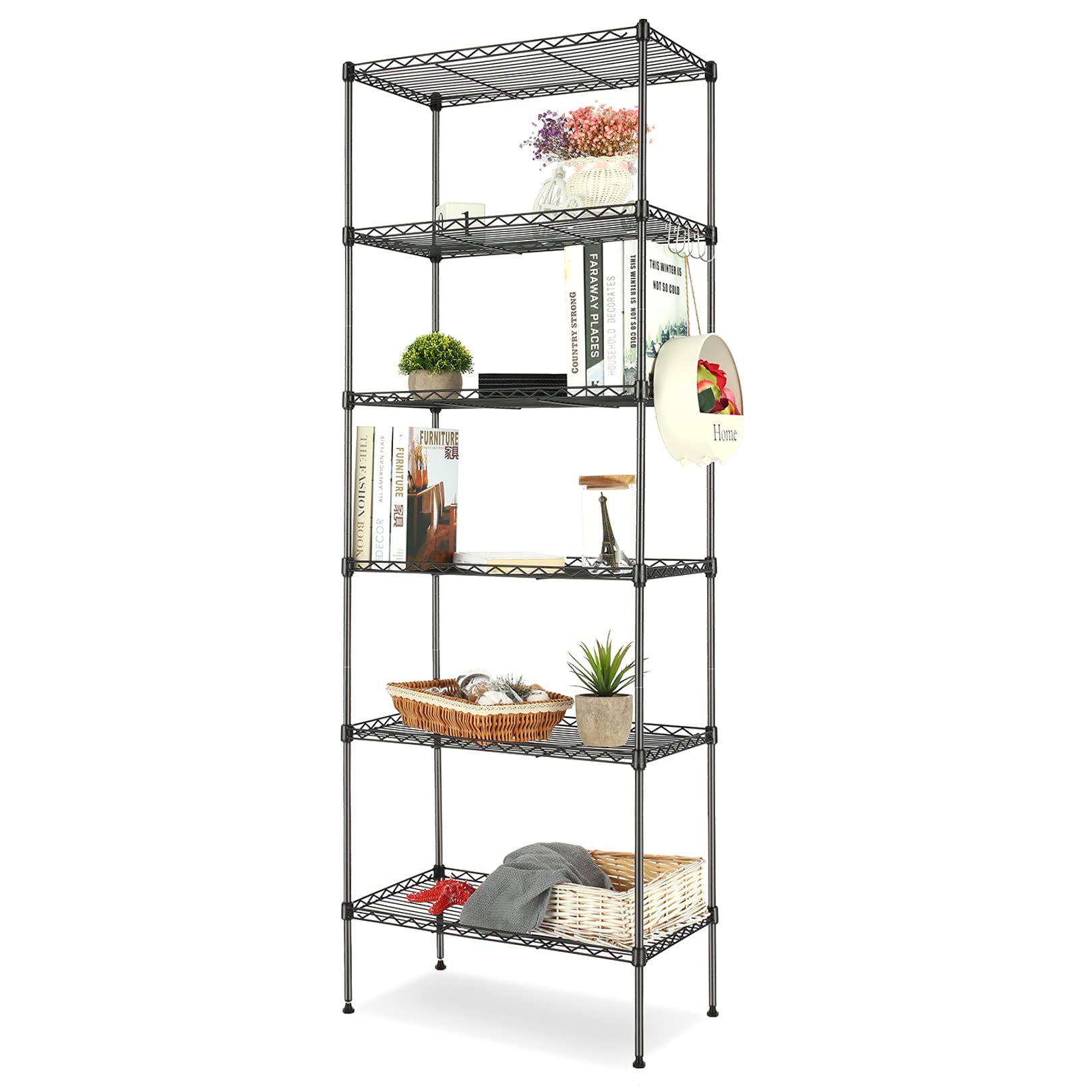 Buy Black Shelving Unit Metal Adjustable,Wire Shelving Unit and Storage