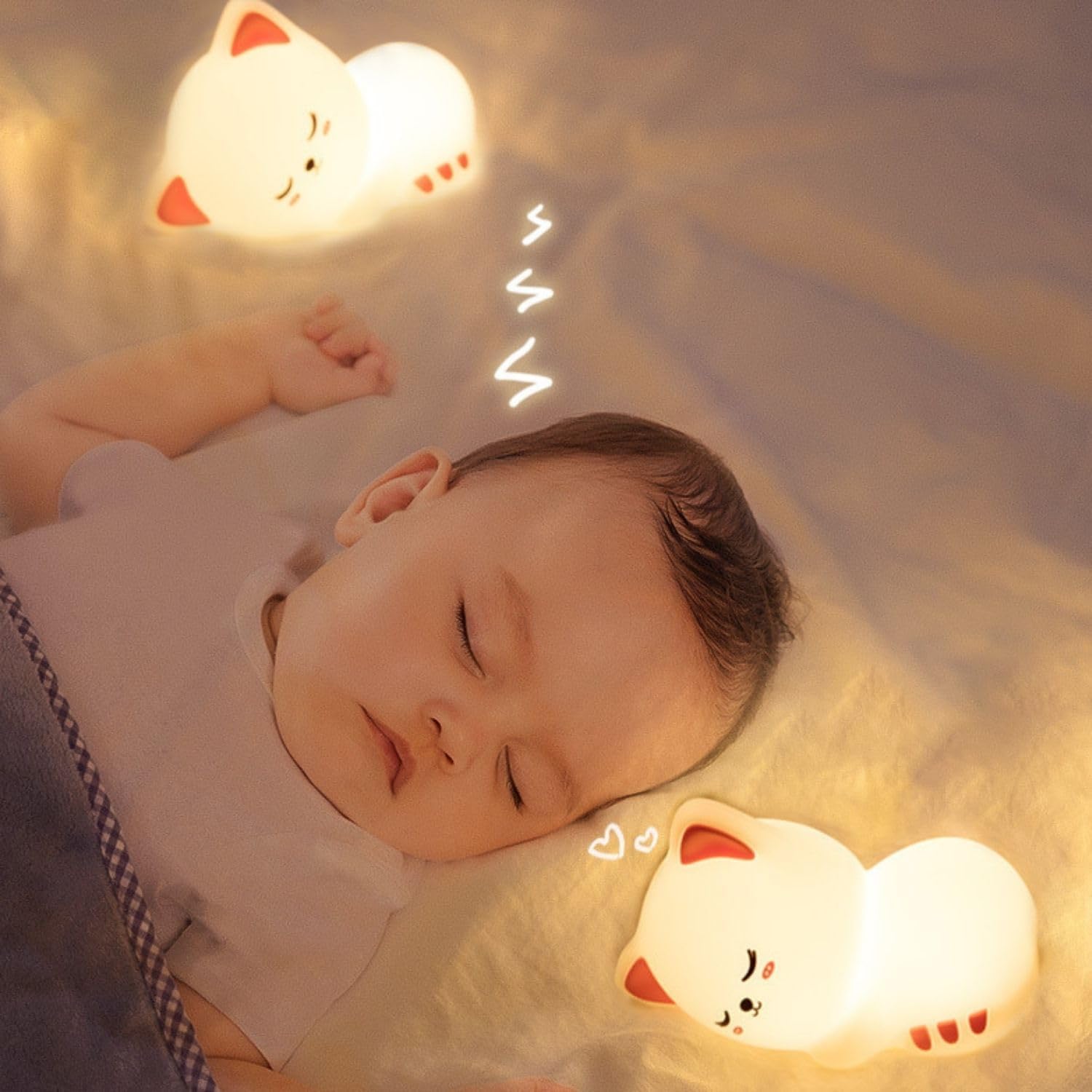 NYRWANA Sleeping Light, Night Lamp for Kids, Night Light for Bedroom, Birthday Gift, Cute Table Lamp, Silicone Rechargeable Lamps with Charging Plug, Valentine Gift for Girlfriend (Multicolor) 3
