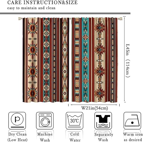 Miniatura 3 de Cortinas aztecas, patrón étnico tribal nativo del suroeste, granja, bohemio, geométrico, para sala de estar, juego de 2 paneles, decoración de 42 x