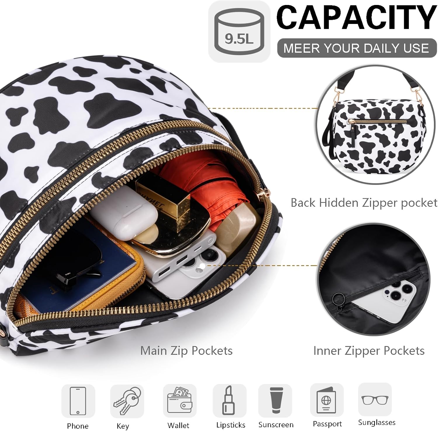 Pure Colour Crossbody Bum Bags for Women Spacious Checkered Cross body Bag Nylon Trendy Fanny Pack for Travel - Image 4