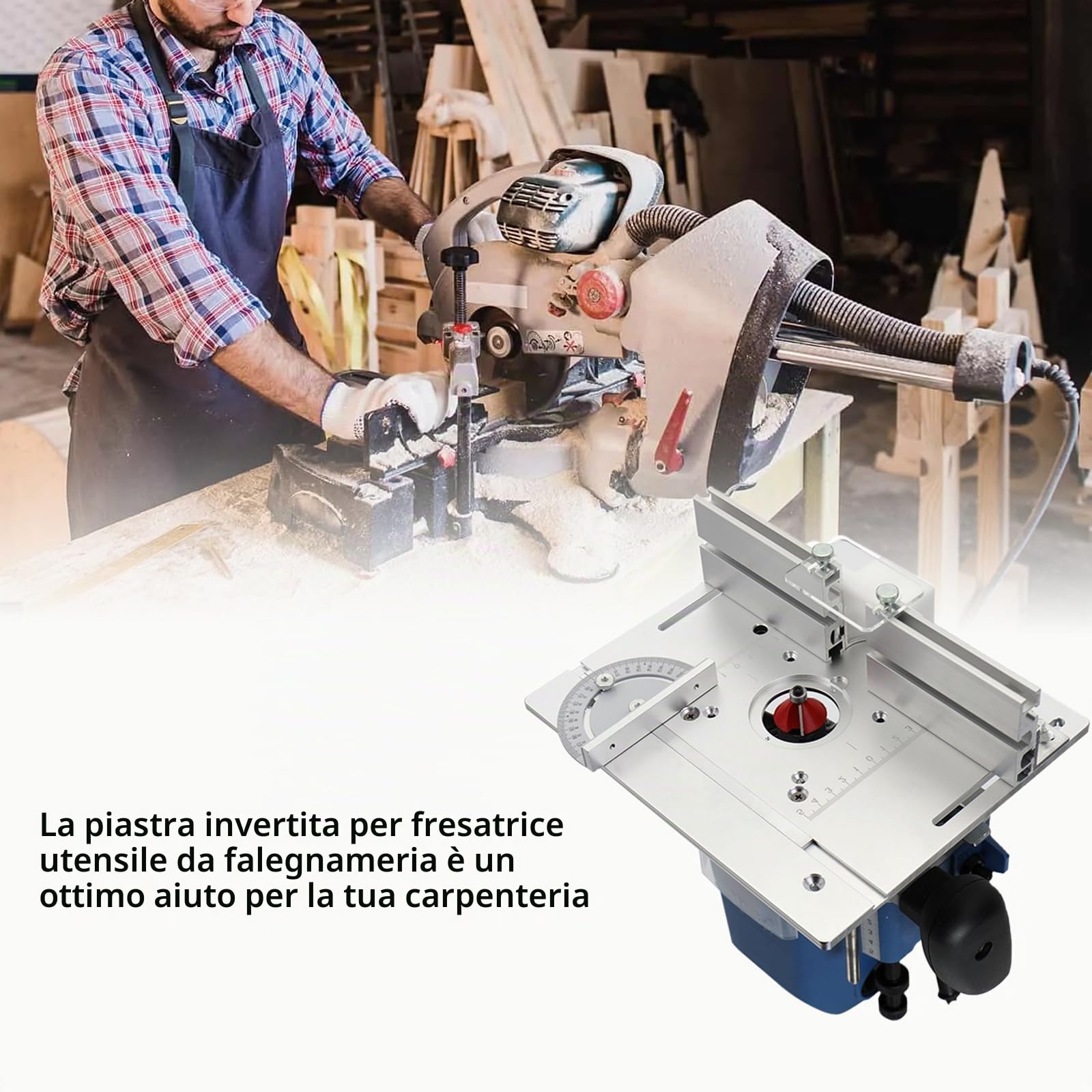 Piastre di inserimento per tavolo fresatrice, lega di alluminio con scala chiara, piastra di inserimento per tavolo fresatrice per fresatrici superiori, Router Table Insert Plate, piastra fresatrice