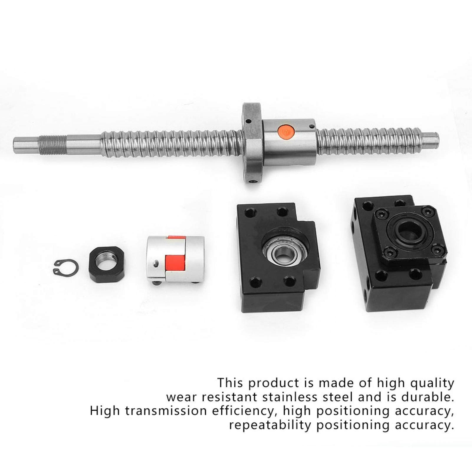 Vis à Billes, Jeu de vis à Billes, 1 Jeu de vis à Billes en Acier Inoxydable SFU1605 250mm et écrou et Support BK/BF12 et Accouplement 6.35 * 10mm
