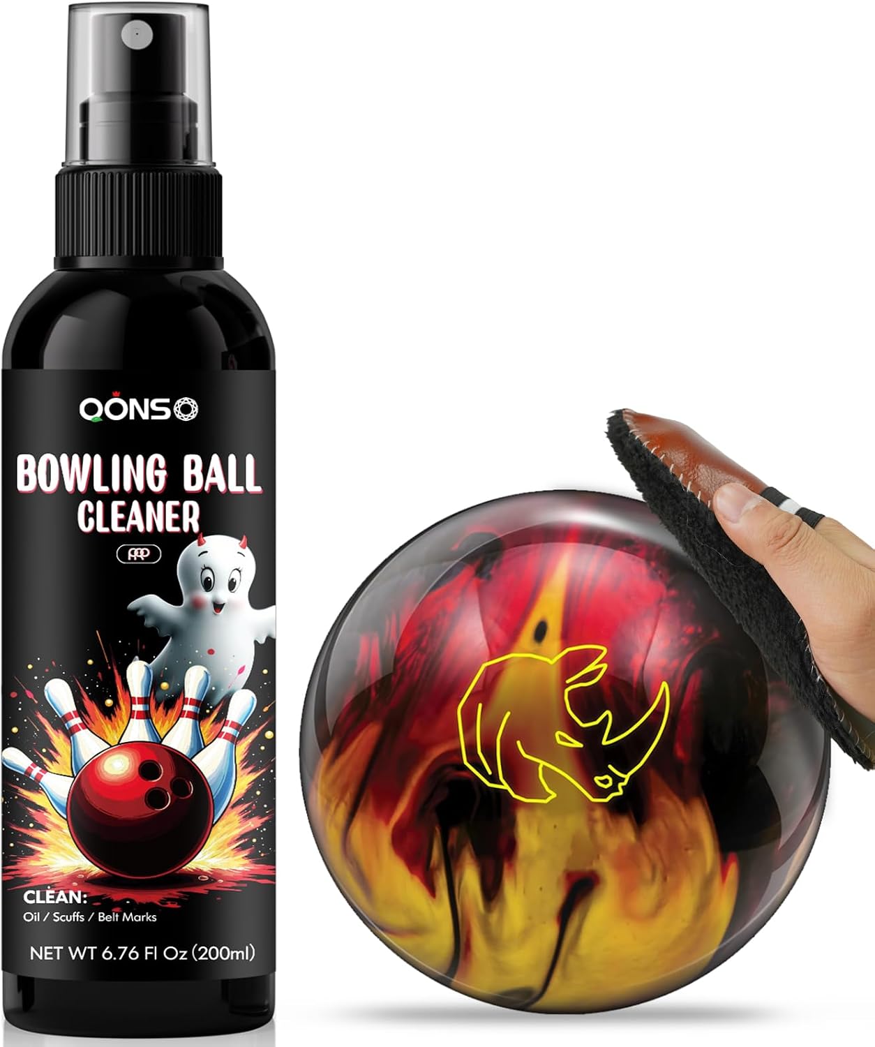 Bowling Ball Cleaner Spray- Bowling Cleaner Set with Cleaning Towel, Portable Bowling Accessories Kit - Removes Oil, Stains & Scuffs - Enhances Grip, Restores Tack & Prolongs Lifespan of Ball