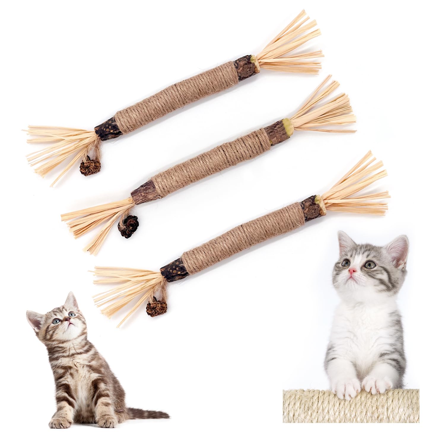 ANMOYIXIA Katzenminze Sticks Kaustangen Katze Katzensticks Katzen Kauhölzer Sticks für Katzen Zahnpflege und Gegen Mundgeruch (3 Stück)