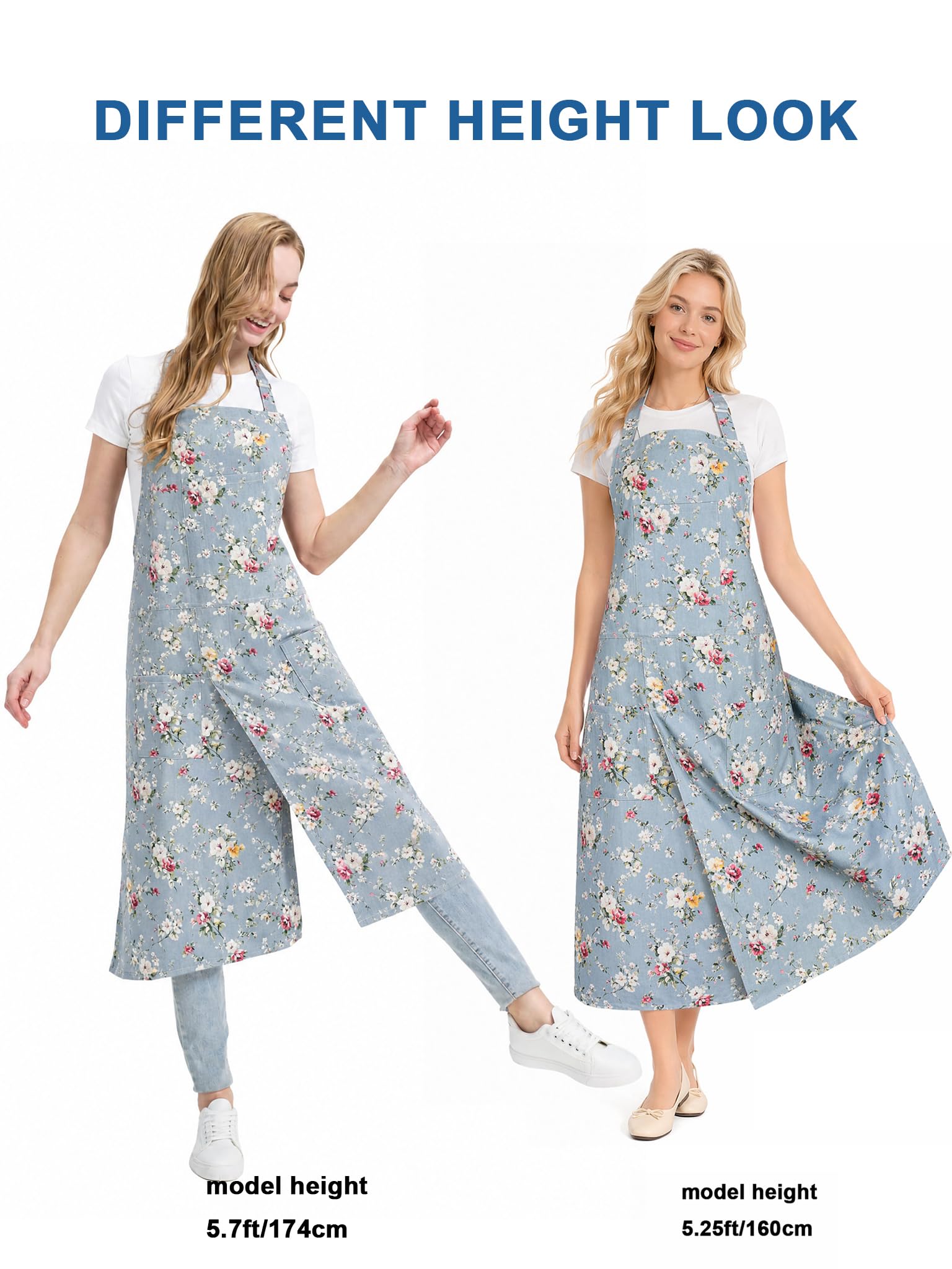 Molaxhome Split Pottery Apron with 3 Pockets Unisex with Adjustable Strap, Bluerose - Image 5
