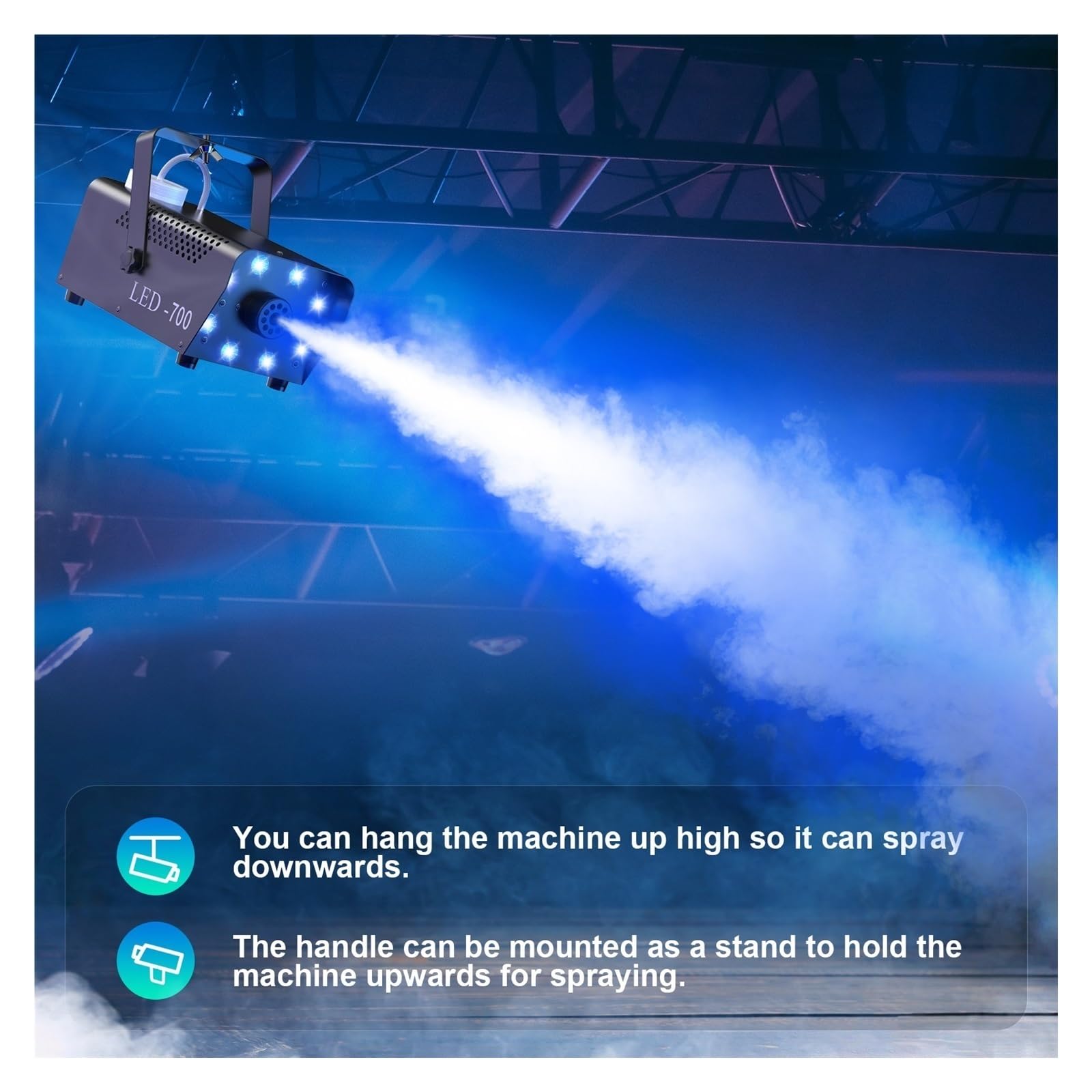 Maszyna Do Dymu 700W RGB 3w1 8LED Scena Kolorowy Spray Mgły Oświetlenie Sceniczne Wesele Bankiet Dyskoteka DJ Show Boże Narodzenie EnergooszczęDna Mocna