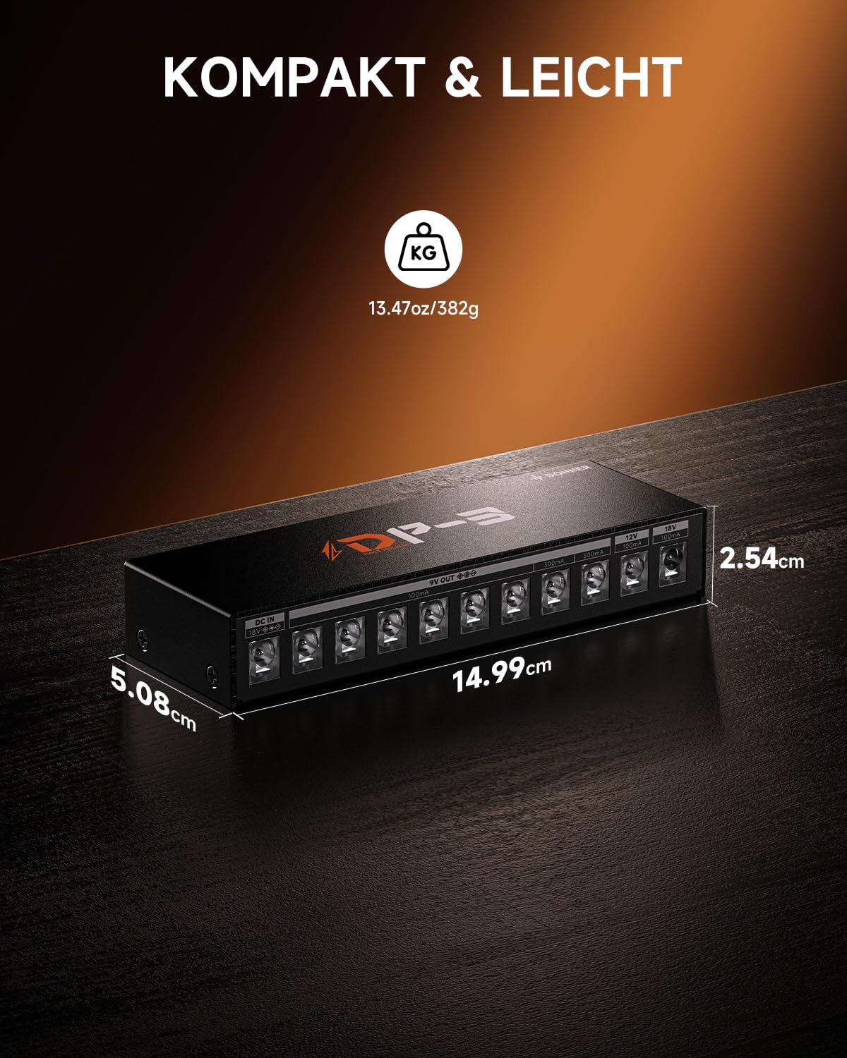 Donner DP-3 Alimentation pour pédales d’effet guitare avec 10 sorties DC isolées pour pédales 9V/12V/18V (100mA/300mA/500mA)