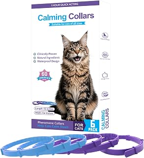 Calming Collars for Cats 6-Pack Adjustable Breakaway Collar 60-Day Calming Collar for Anxiety Relief for Cats Stress Relief for Travel, Vet Visits & Multi-Cat Homes
