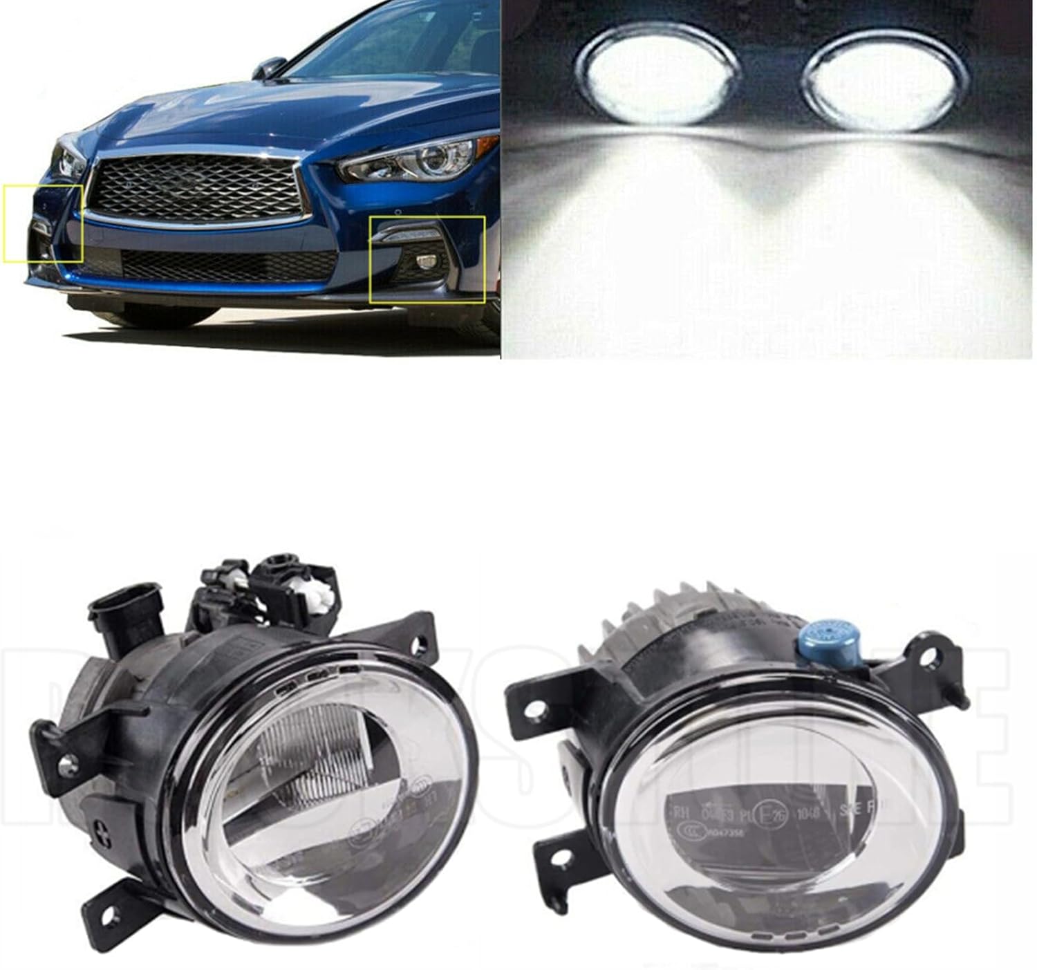 Pair of Front LED Fog Driving Lamp Light - Direct Fit OE 261554GA0A Replacement, Waterproof & Durable Driving Lamps for Q50 QX50 Q60 QX60 Q70L QX80