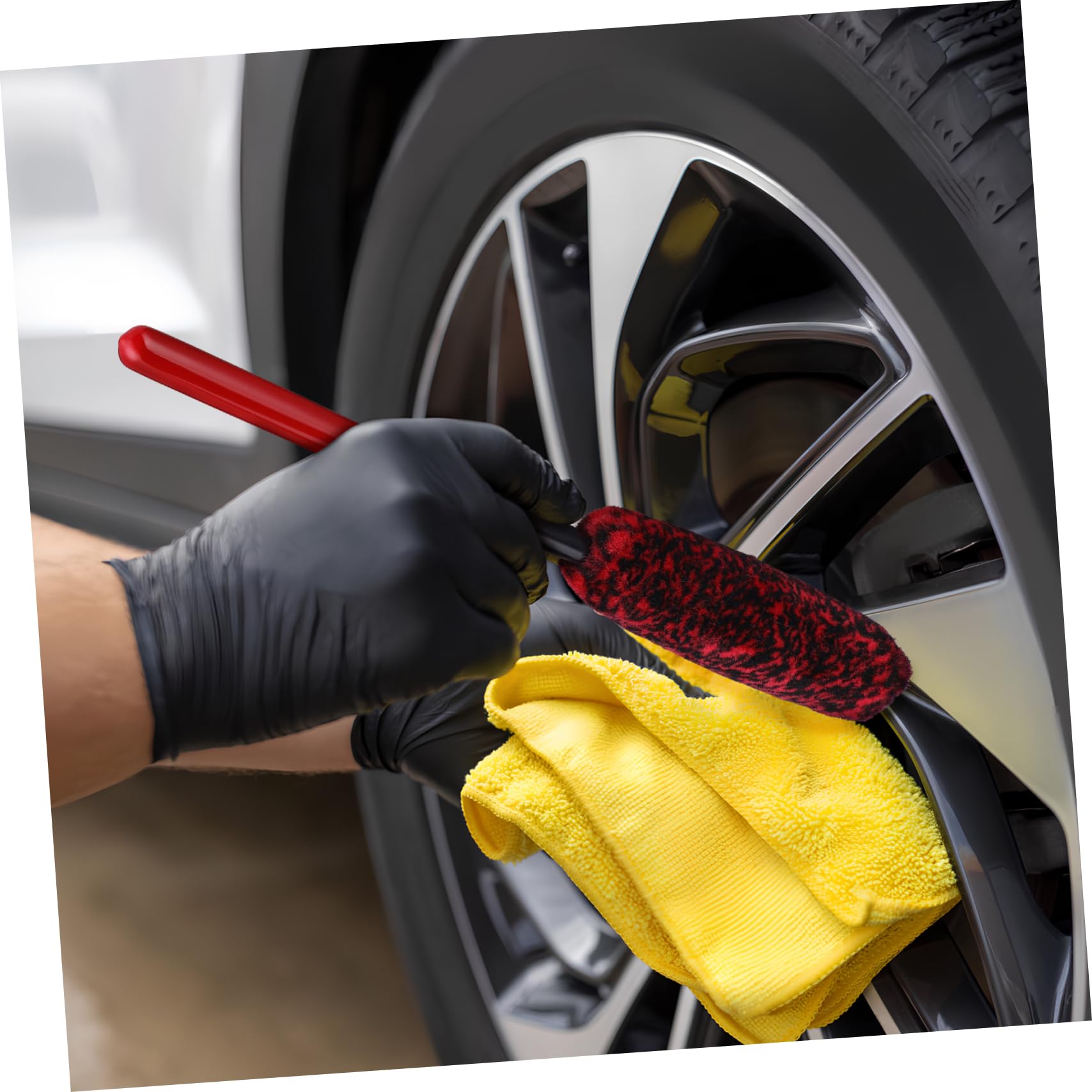 Happyyami 3pezzi Spazzola per Cerchi Auto Spazzola per Ruota Detergente per Pneumatici per Dettagli per Auto Kit per Pulizia dei Cerchi