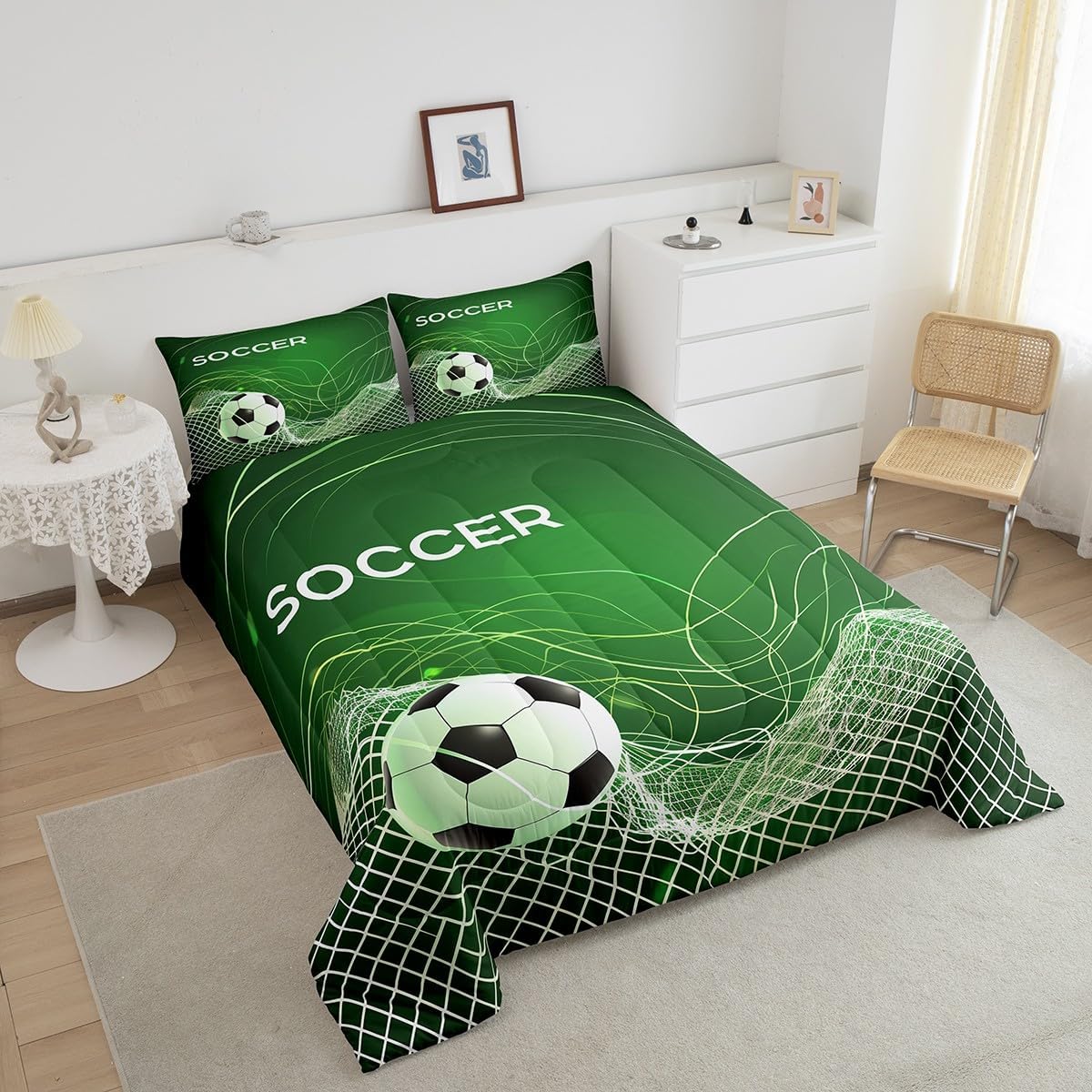 Feelyou Boys Girls Green Football Comforter Set Twin Size image 3