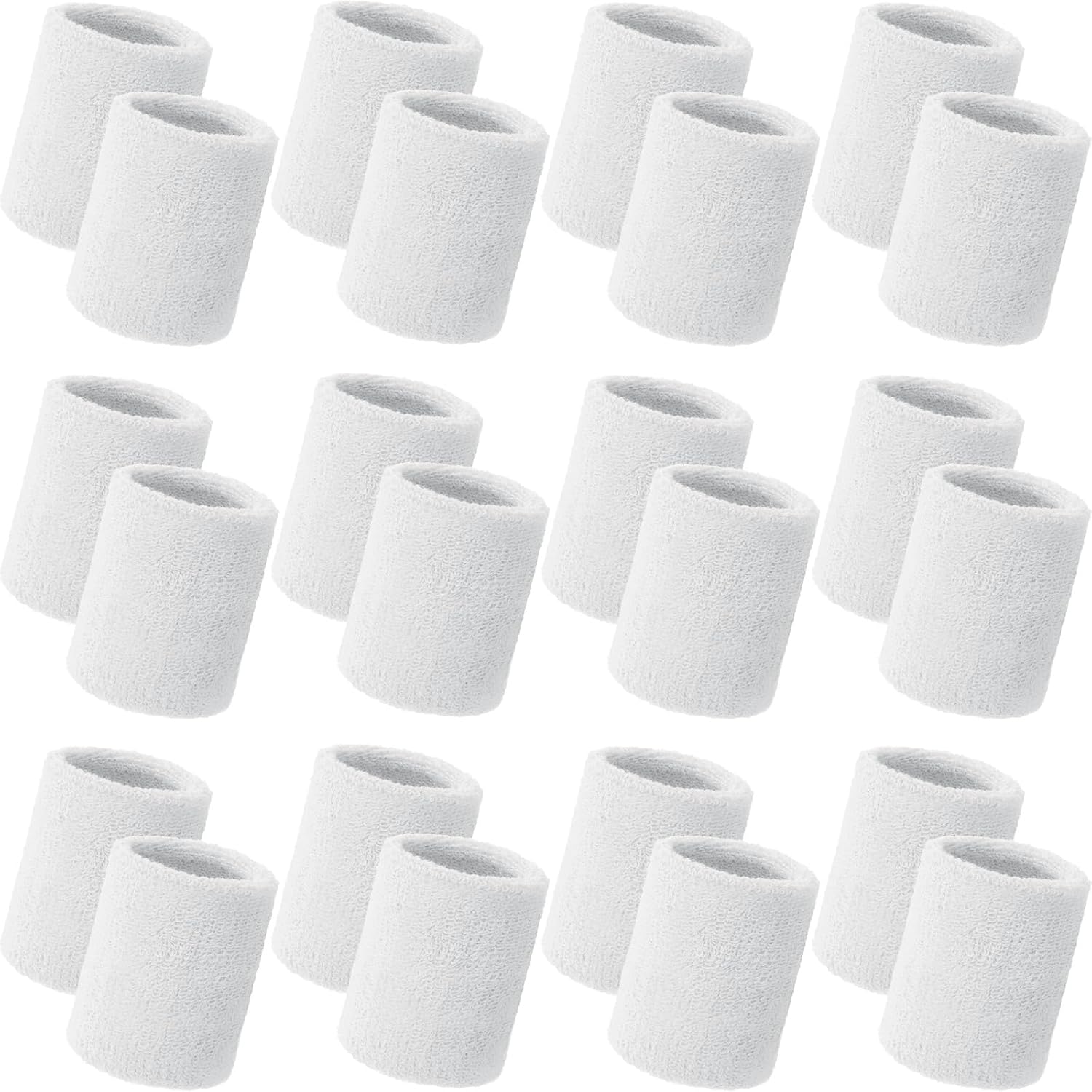 Bememo 24 Pcs Wrist Sweatbands Bulk Sports Wrist Bands for Men Women Breathable Athletic Tennis Wristbands Stretchy Absorbent Cotton Terry for Basketball, Baseball, Gym, Working Out