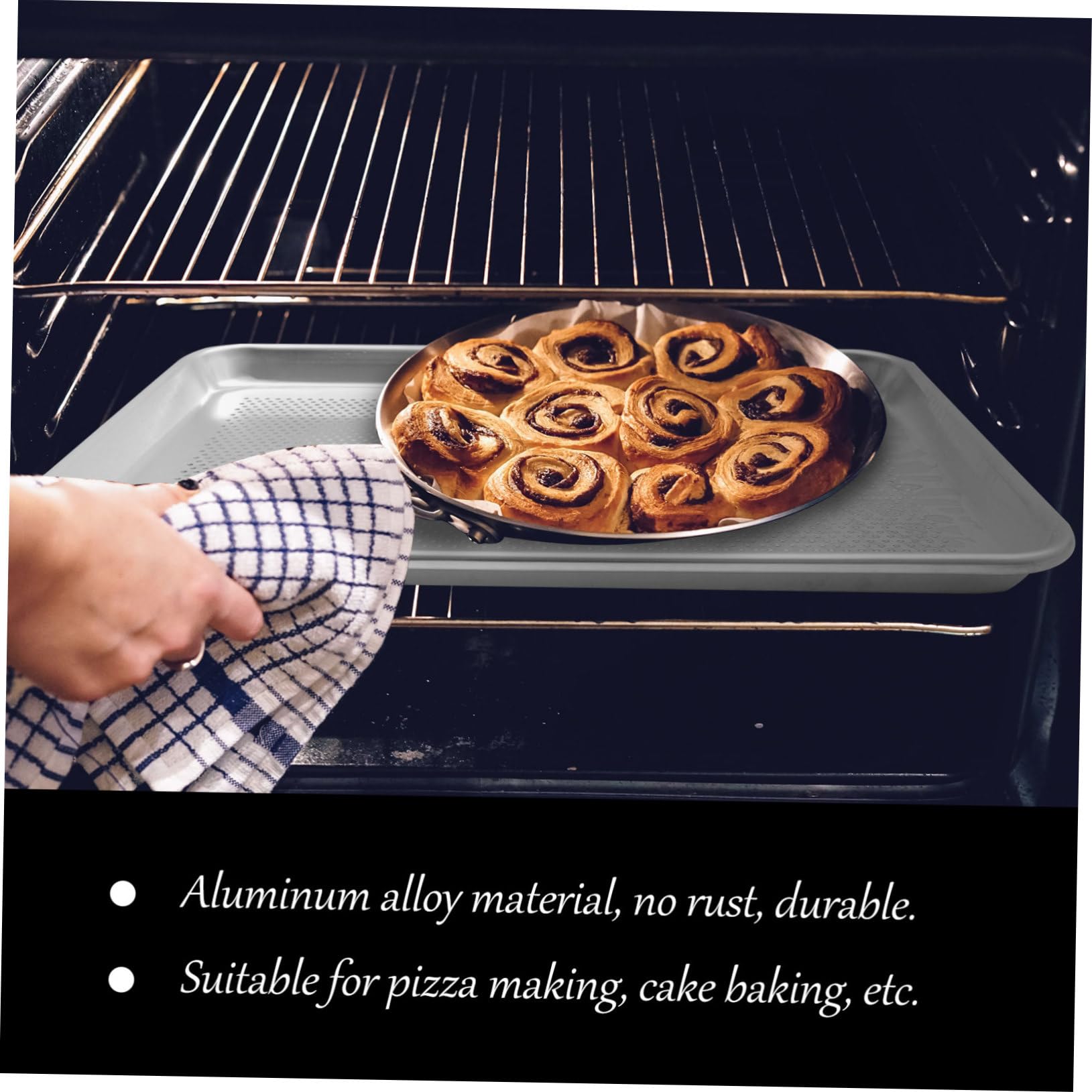 OUNONA Plaque De Cuisson Perforée Rectangulaire En Alliage D'aluminium, 1 Plat à Rôtir Pratique, Pour Pizza Et Gâteau, Adaptée Au Four Et Barbecue, Facile à Nettoyer, Usage Polyvalent