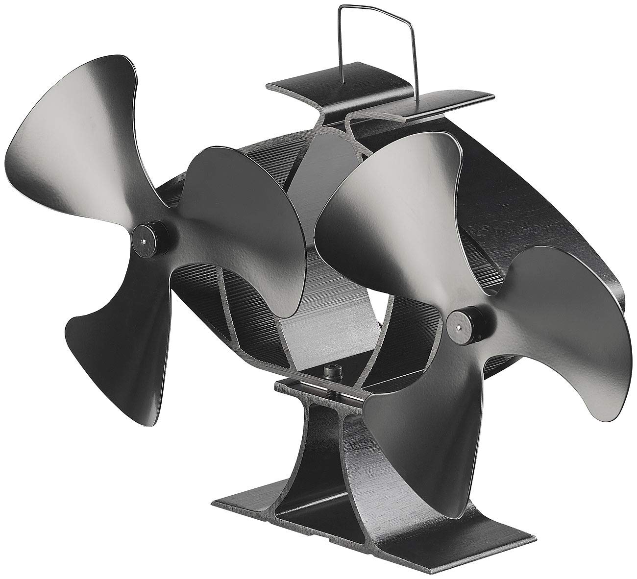 Carlo Milano Kaminventilator: Stromloser Kaminofen-Doppel-Ventilator, je 3 Lüfter-Blätter, ab 65 °C (Lüfter Ofen, Heizungsventilator, Heiz)
