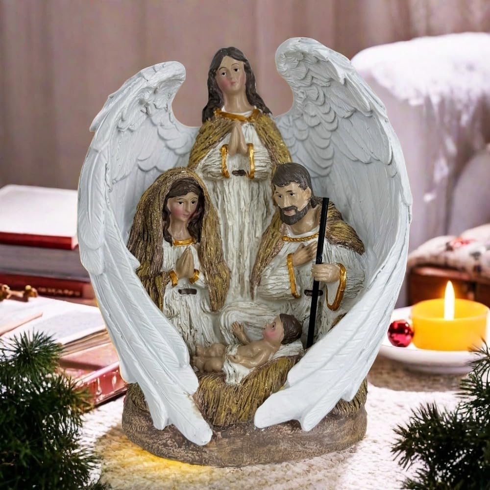 Nativity Set for Christmas Indoor, Real Nativity Scene Figurines Nativity Sets &Figures Manger Scene Resin Crafts for Decoration