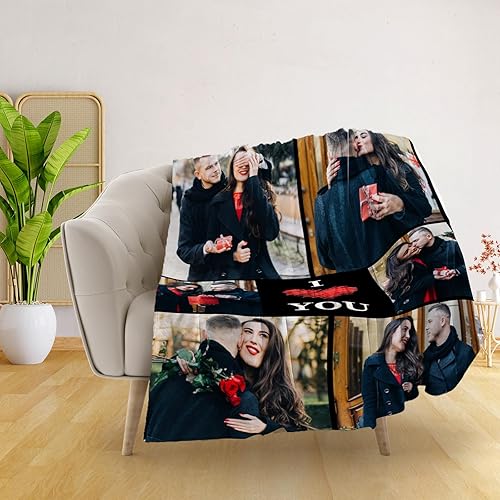 Miniatura 3 de Manta personalizada con imagen, manta personalizada con texto de fotos, manta de fotos personalizada para parejas, novia, novio, aniversario de