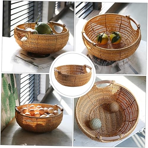 Miniatura 8 de Alipis Bandeja de plástico para frutas, cesta de frutas tejida, cesta de pan de mimbre, cesta de almacenamiento de ratán, bandeja de plástico,