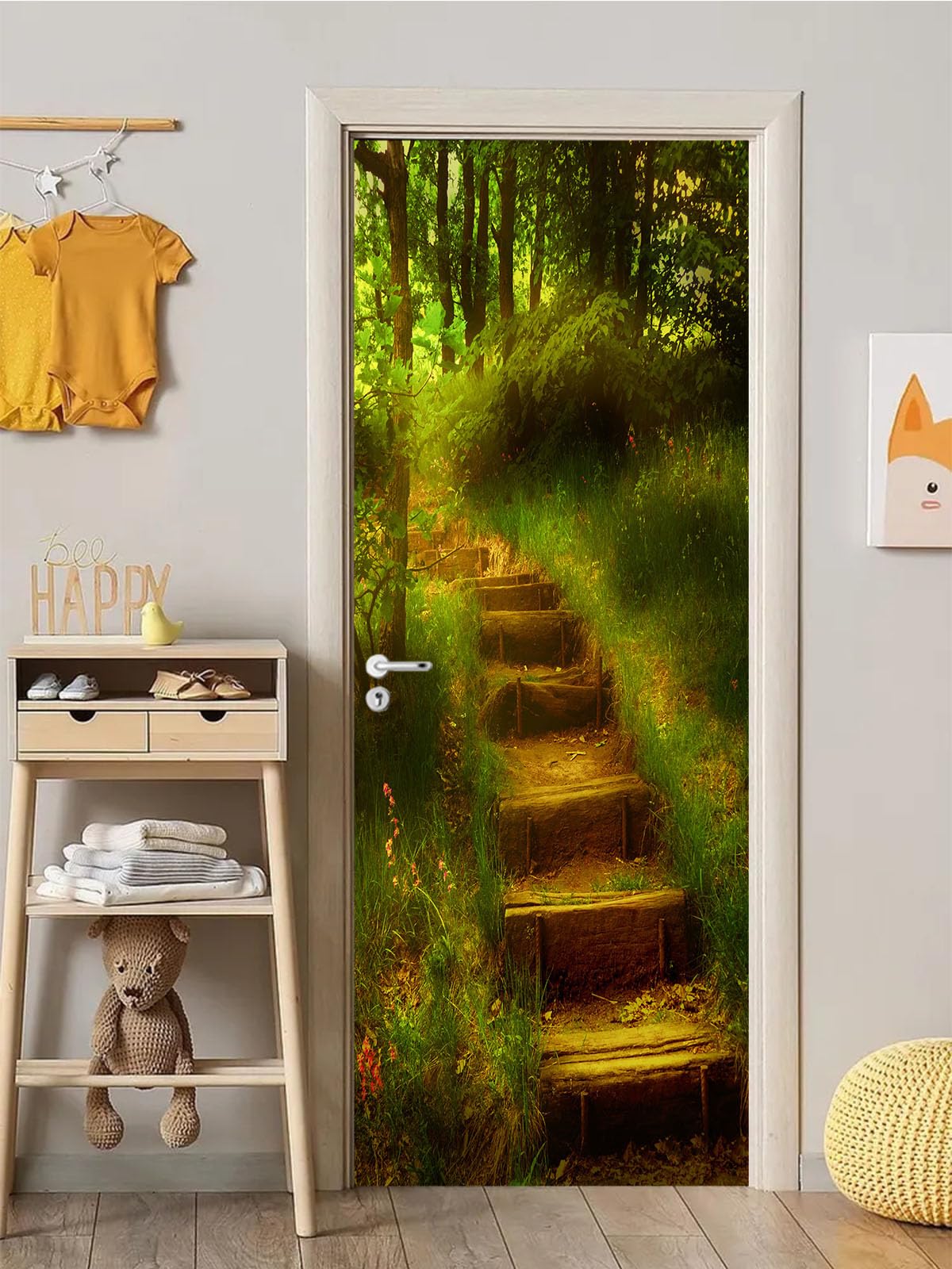 FLFK 3D Fairy Tale Forest Door Murals Peel and Stick 85x215cm-Self-adhesiv Door Wallpaper Wall Stickers Poster for Bedroom Decor(2Pcs/Set)
