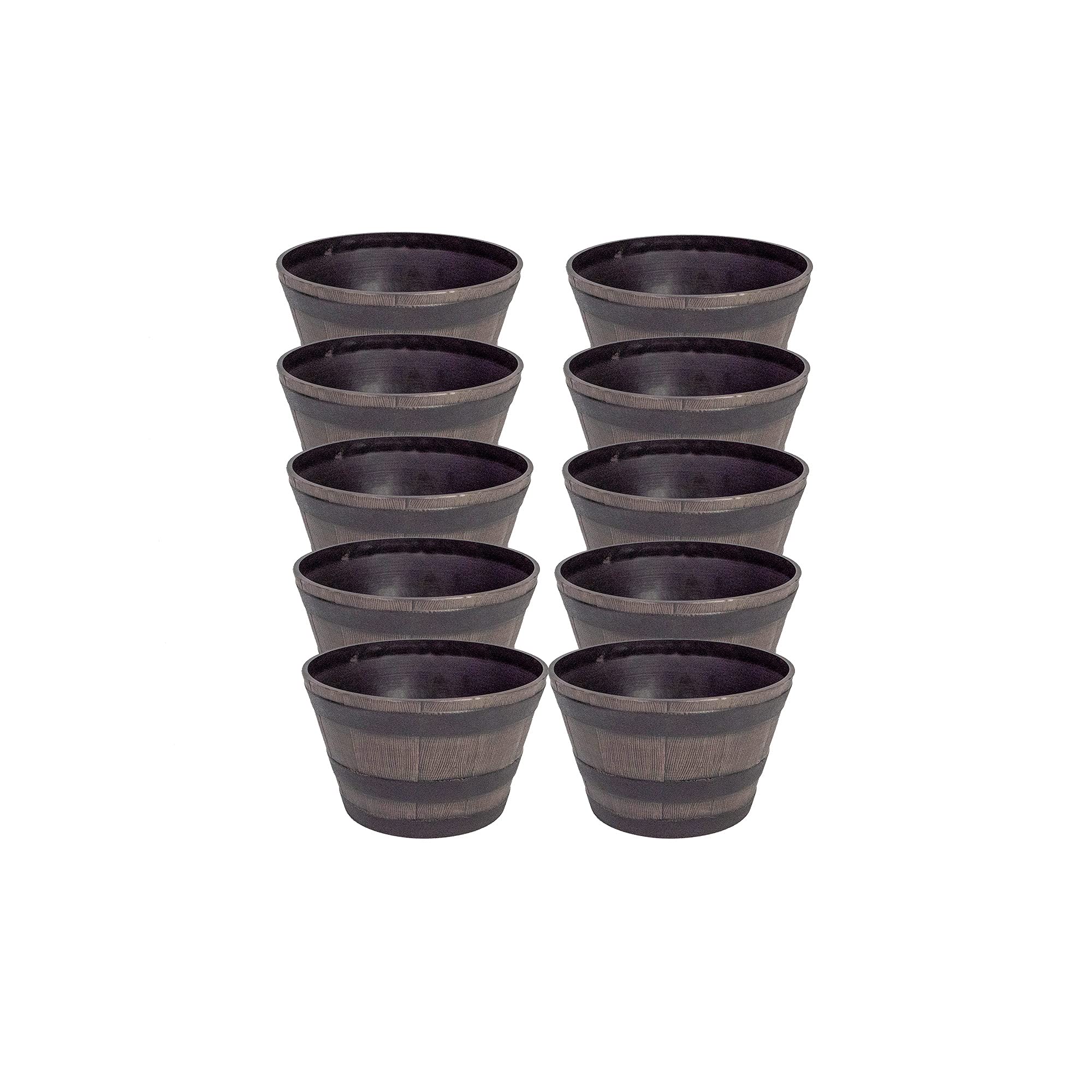 Garden Gear Garden Decor Wooden Effect Barrel PlanterOutdoor Half Whiskey Cask Flower Pot (X10) from B&Q