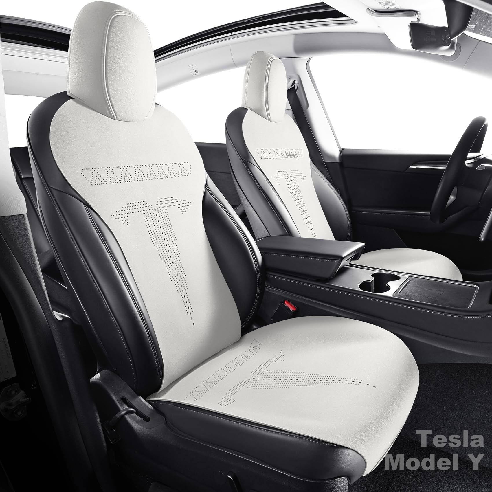 Similar with Pictures. Tomatoman Tesla Model Y Car White Seat Covers Full Set Compatible with 2023 2022 2021 2020 Protector Suede Cushions Breathable Durable Lightweight