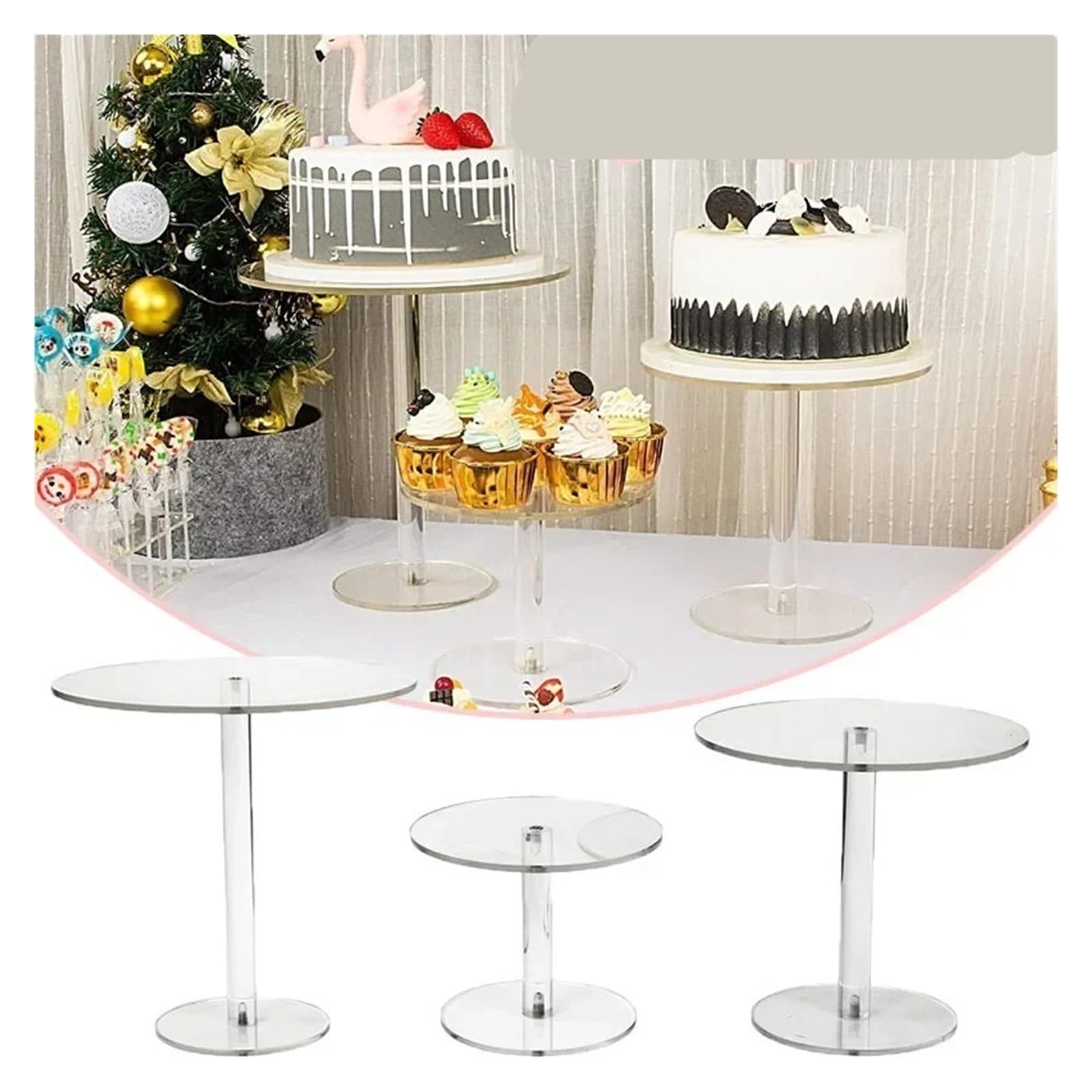 KuchenstäNder 3 stücke Klar Kuchen Display Stand Mittelpunkt Party Decor Dessert Tisch Dekorationen Hochzeit Veranstaltungen Dessert Display Halter