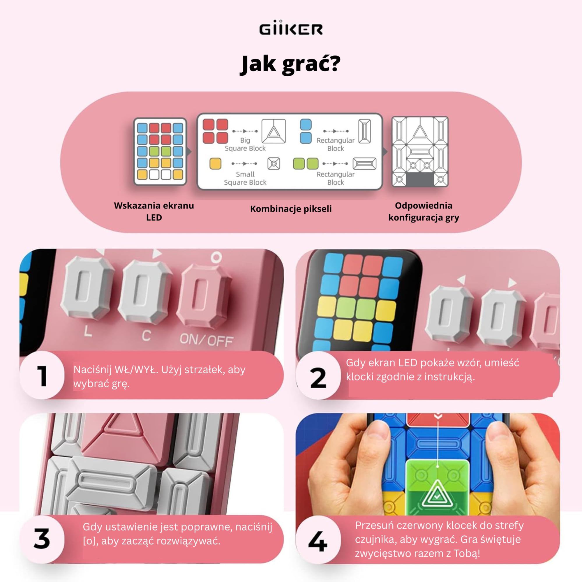 GiiKER Super Slide Puzzle Games, oryginalne puzzle 500+ wyzwań łamigłówka, zabawki dla dzieci i nastolatków, gry podróżne, prezenty urodzinowe dla chłopców i dziewcząt, zajęcia na podróże samochodowe