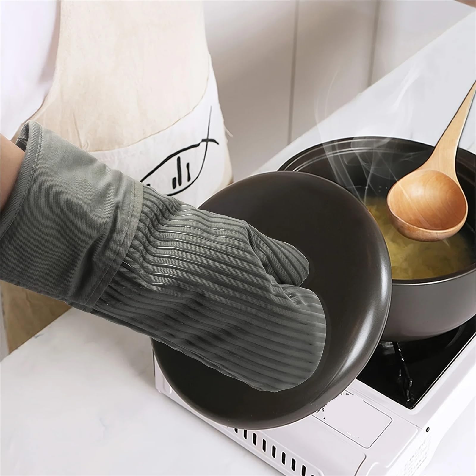 Manoplas de Horno Guantes Resistentes al Calor Silicona for cocinar Manoplas for Hornear