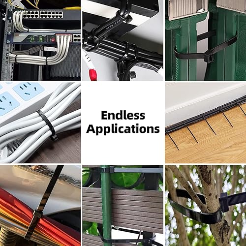 Miniatura 7 de 100 unidades reutilizables de 18 pulgadas resistentes con cremallera industrial, bridas negras liberables, envoltura fuerte ajustable de 120 libras,