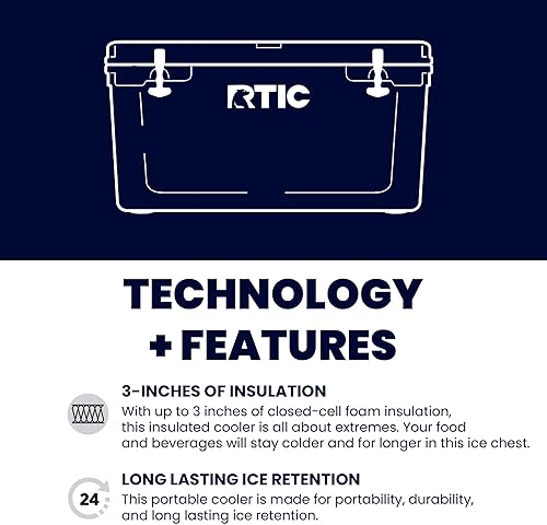 Miniatura 2 de RTIC Caja de hielo portátil aislada de 65 cuartos de galón para playa, bebidas, bebidas, camping, picnic, pesca, barco, barbacoa