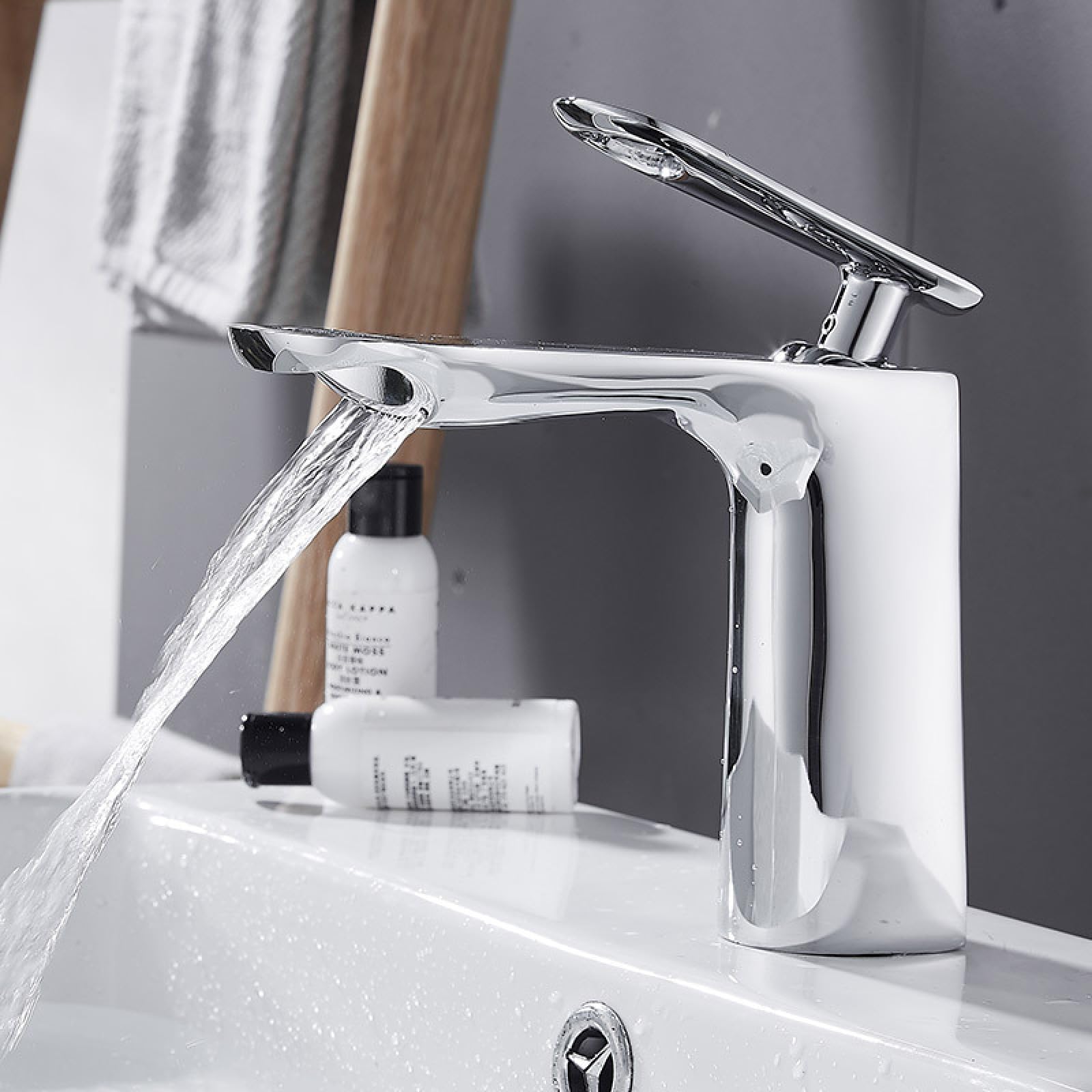 Bateria łazienkowa umywalka duża wylewka ciepła i zimna mieszana bateria z rurą wlotową 60 cm