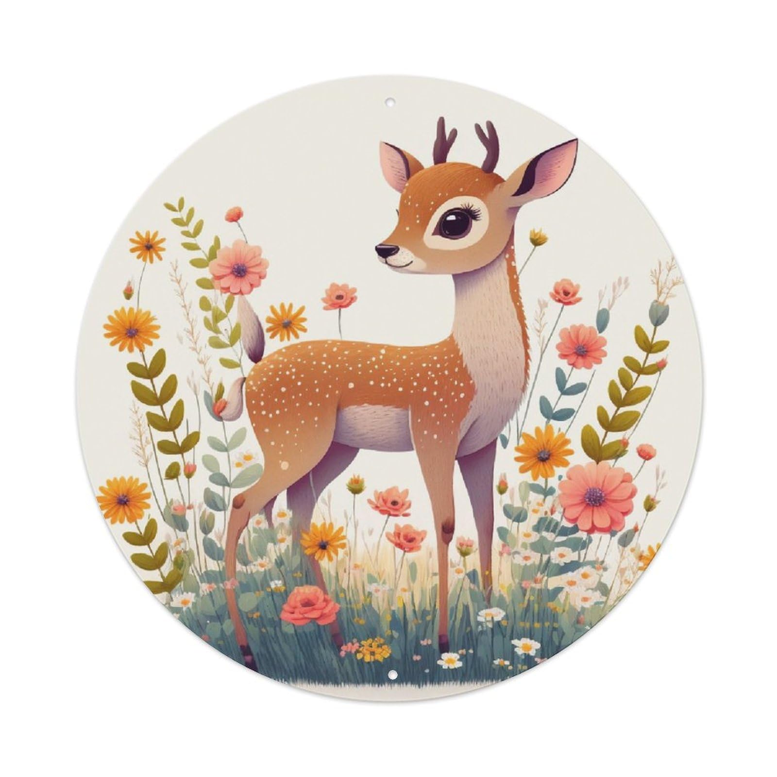 Cartoon Animal Poster Kawaii Healing Deer Metal Tin Sign