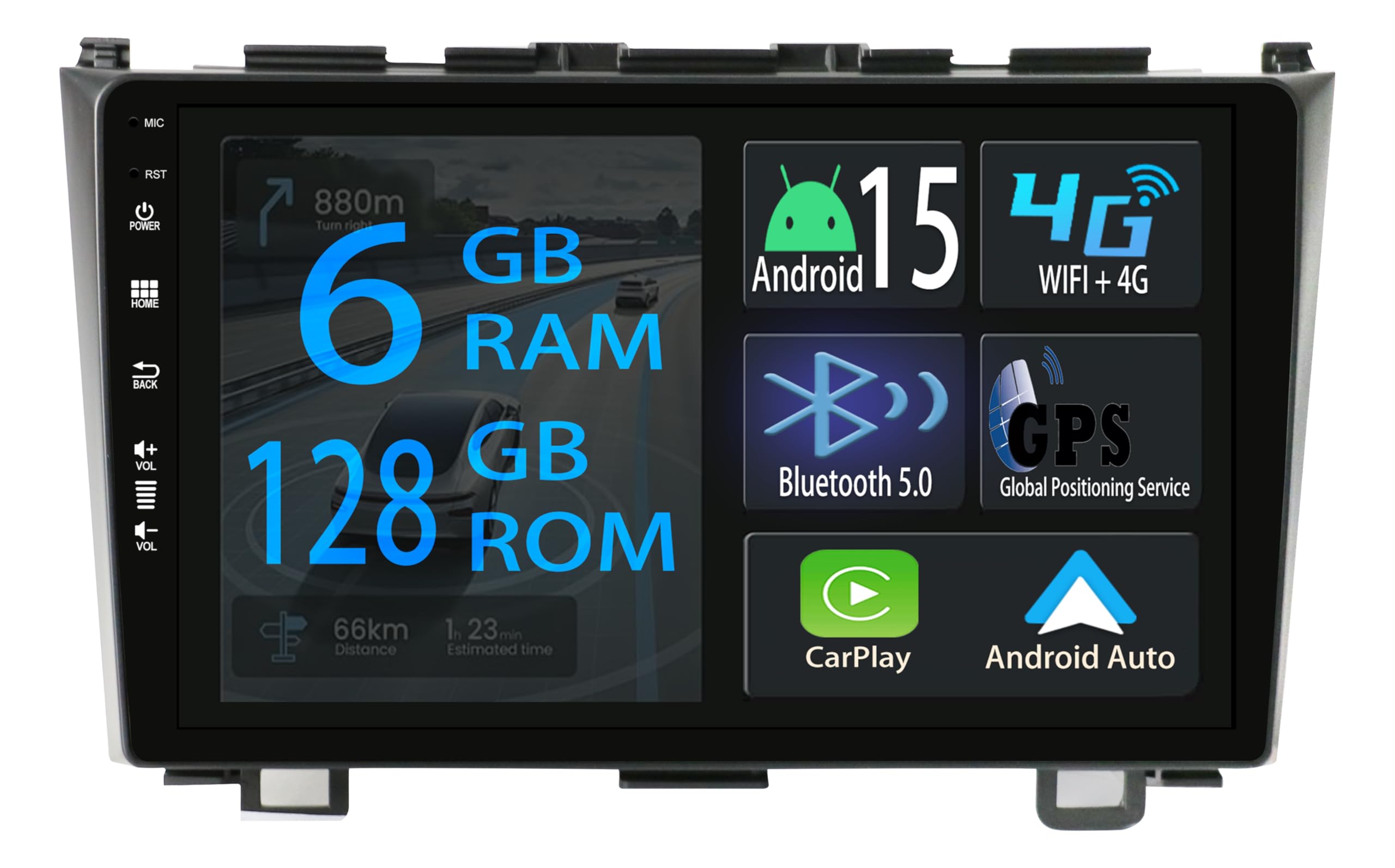 Radio Carplay Stéréo sans fil Android 15 avec navigation GPS pour Honda CRV - 8