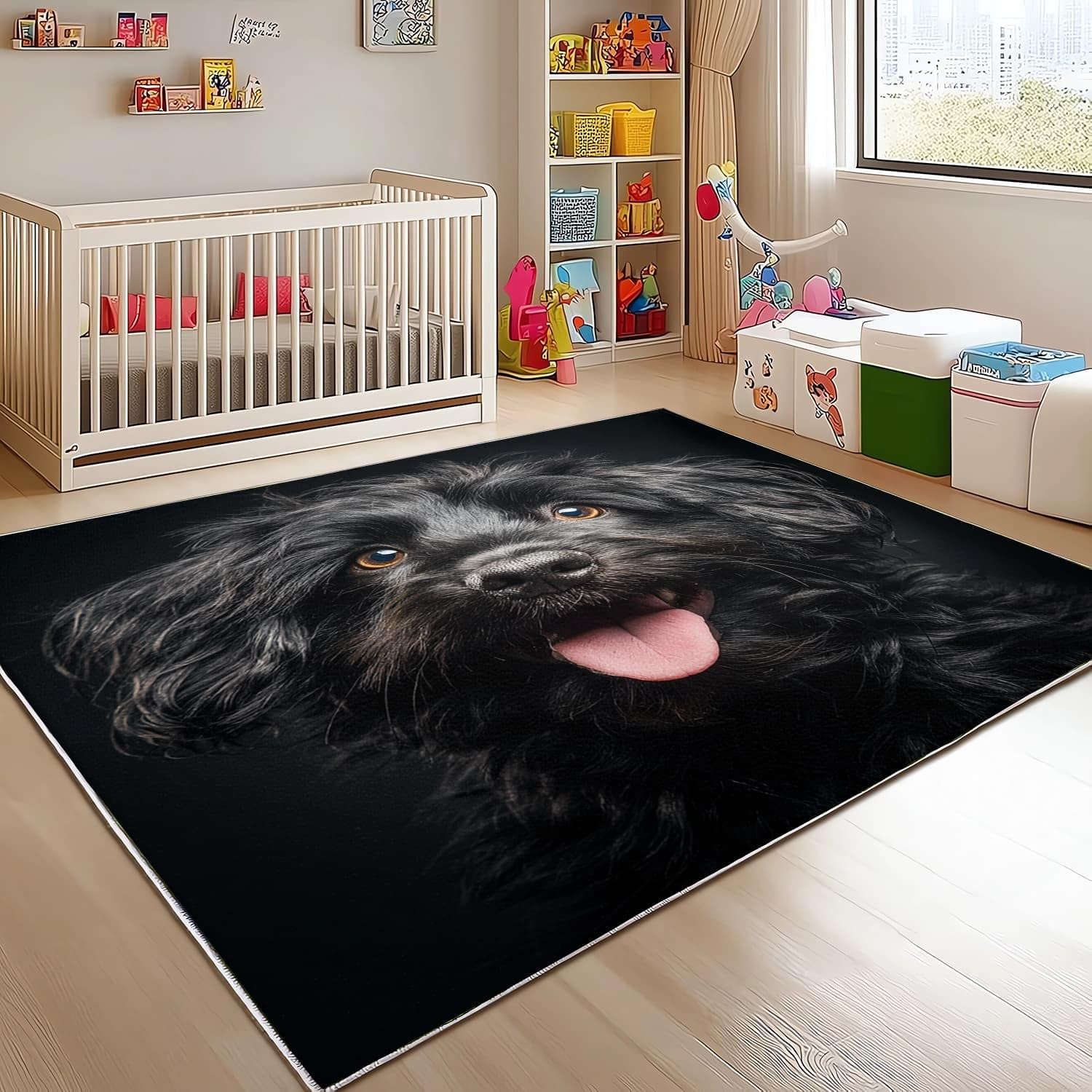 Generico Tappeti Salotto Passatoia 80x150cm Primo Piano Di Un Cane Di Peluche Pelo Corto Morbido Tappeto Camera da Letto Antiscivolo Tapeto Nero Tappeto Bambini Motivo lavabile a Tapeto Stampato
