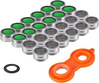KWOKWEI 24PCS 15/16 Inch (24mm) Faucet Aerators with Wrench & Gaskets - Male Thread Kitchen Bathroom Sink Flow Restrictors