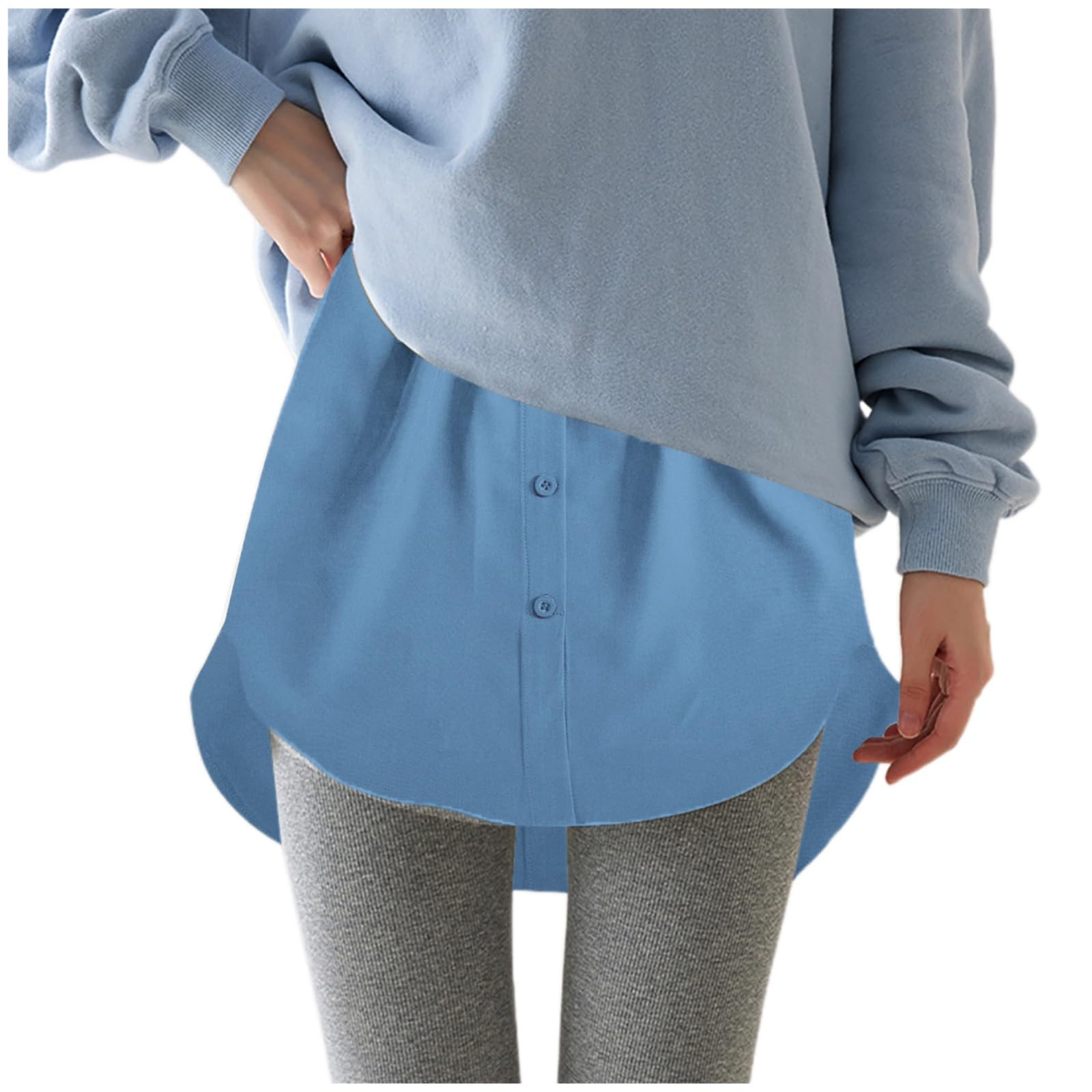 Blusenverlängerung Damen Große Größen Hemdverlängerung Layering Top mit Knöpfen,Adjustable Mini-Unterrock Fake Bluse Rock Verlängerung,Lower Skirt Shirt Extender für Pullover, Sweatshirts & Jacken