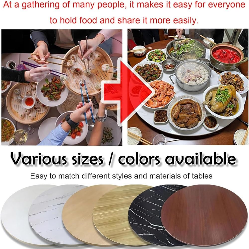 60cm 70cm 80cm 90cm Bandeja De Servicio De Mesa Lazy Susan Bandeja De Giratoria Redonda Plato De Servicio Fácil De Limpiar(White marble,50cm/20")