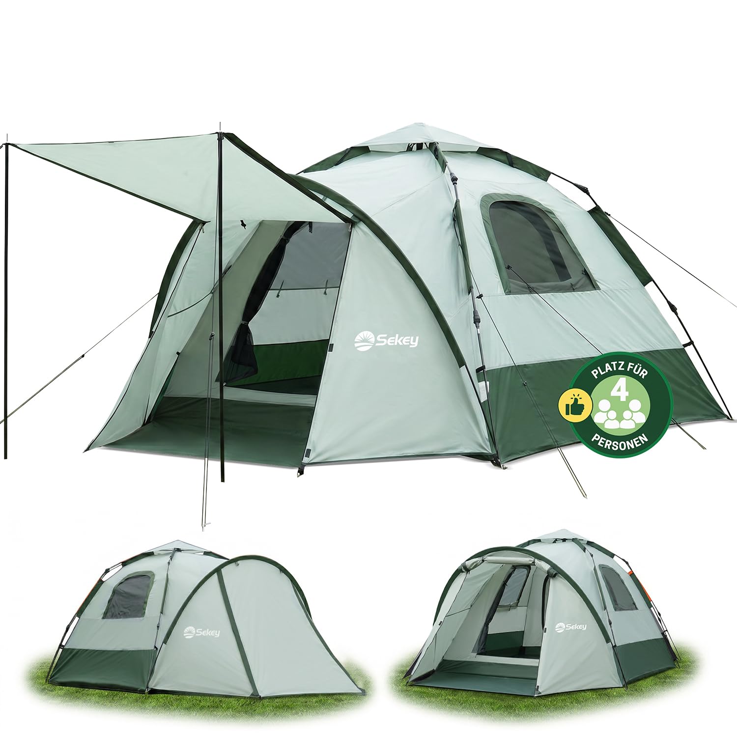 Sekey Pop Up Zelt 2 Personen, 2-in-1 Campingzelt mit Innenzelt oder Strandzelt ohne Innenzelt, Schnellaufbau Automatik Zelt Wasserdicht PU3000 UPF50+,